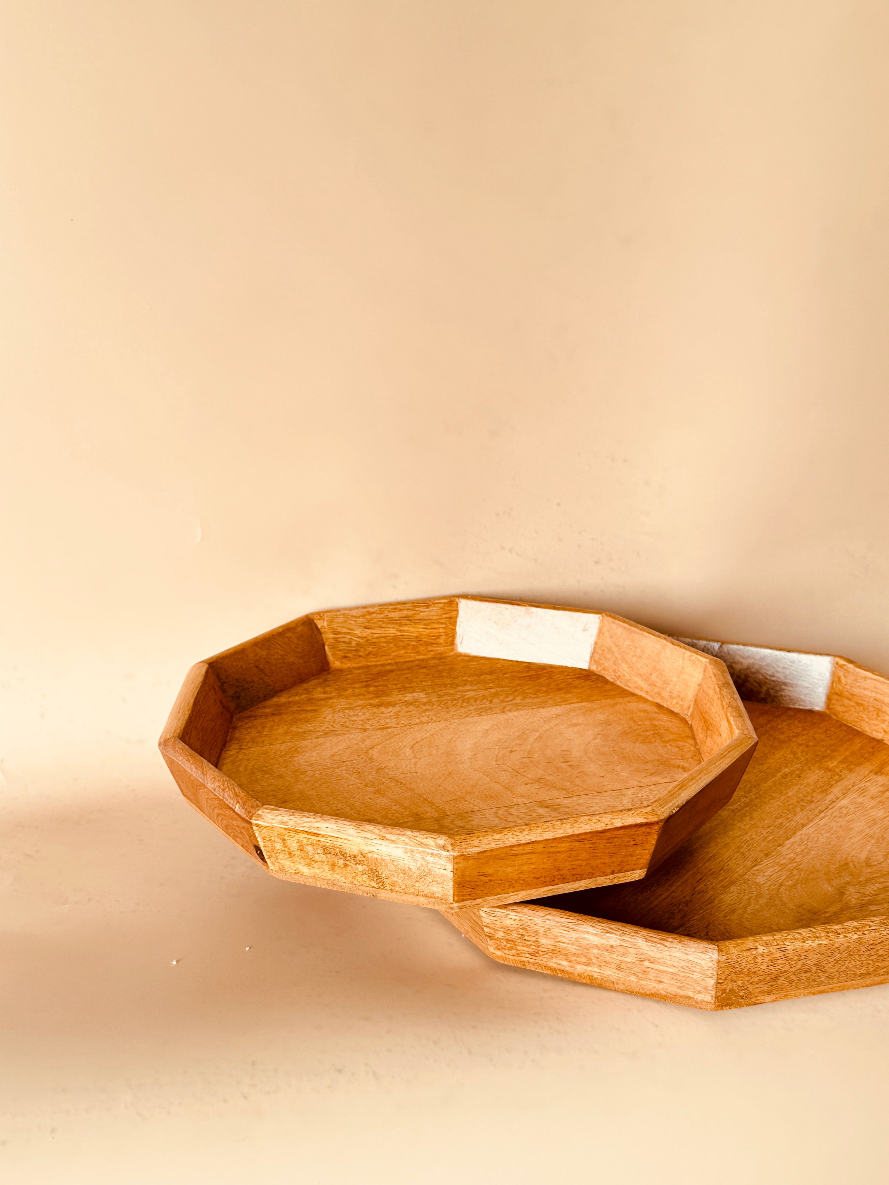 Mango Woode Hexagon Trays Set of 2