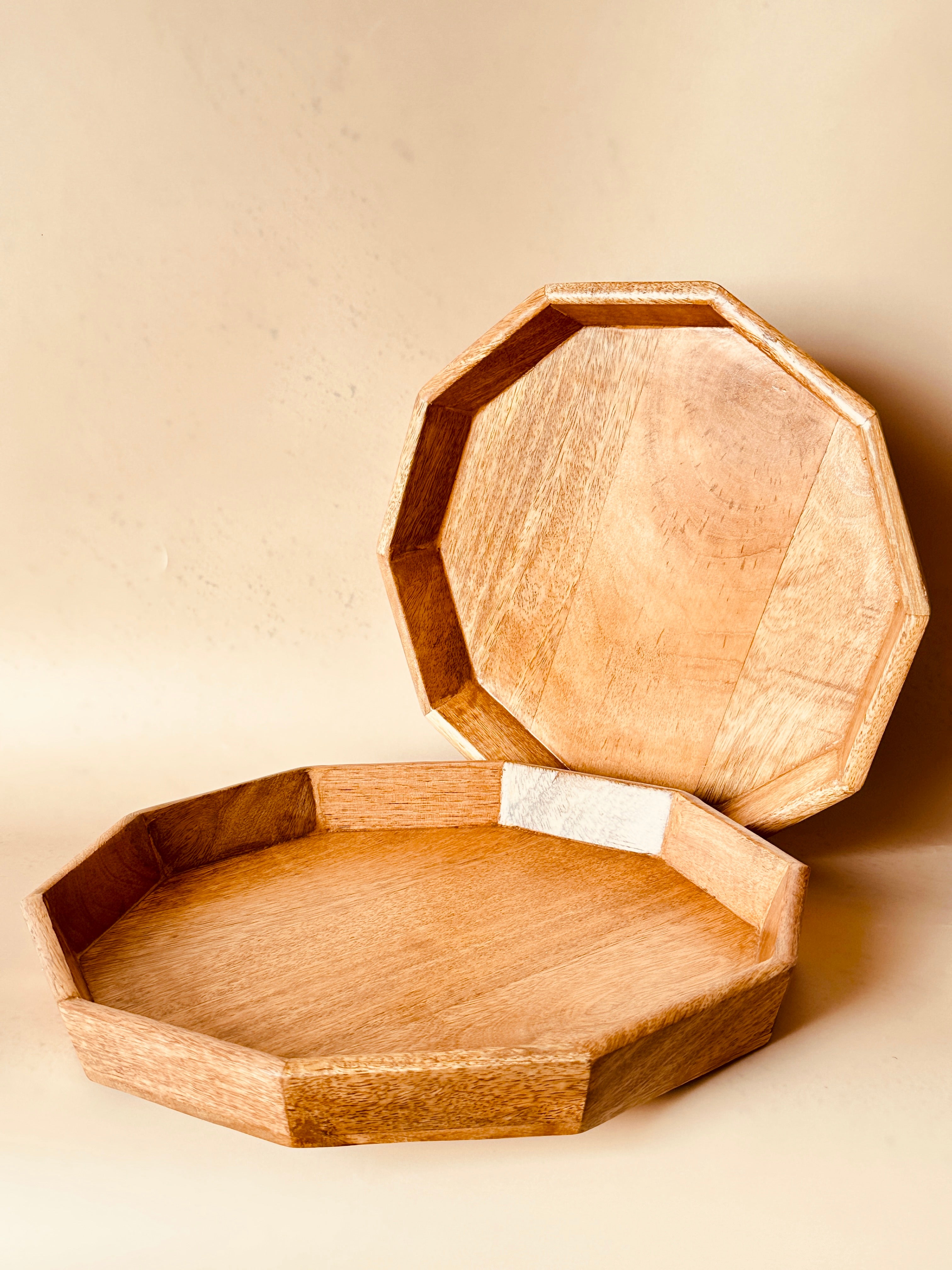 Mango Woode Hexagon Trays Set of 2