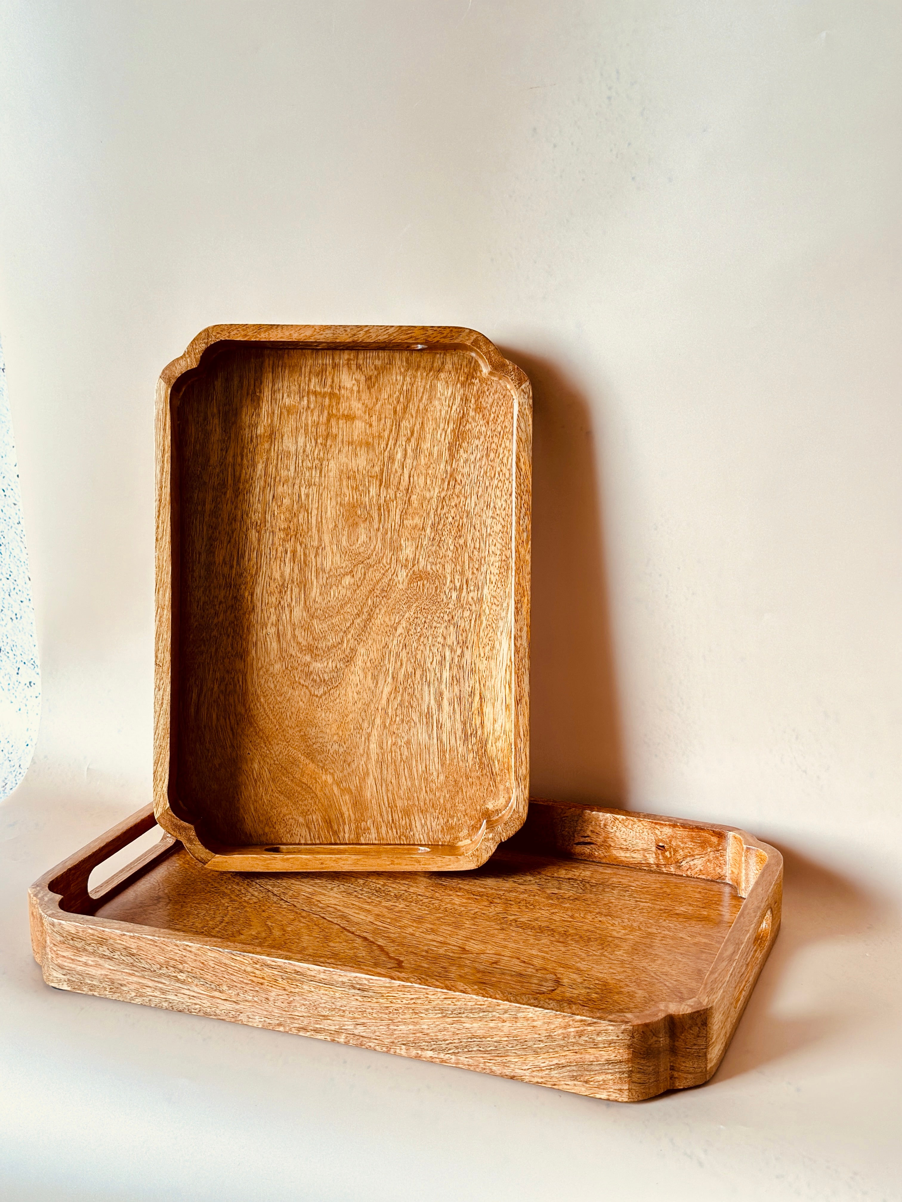 Mango Wood Rectangle Tray Set of 2