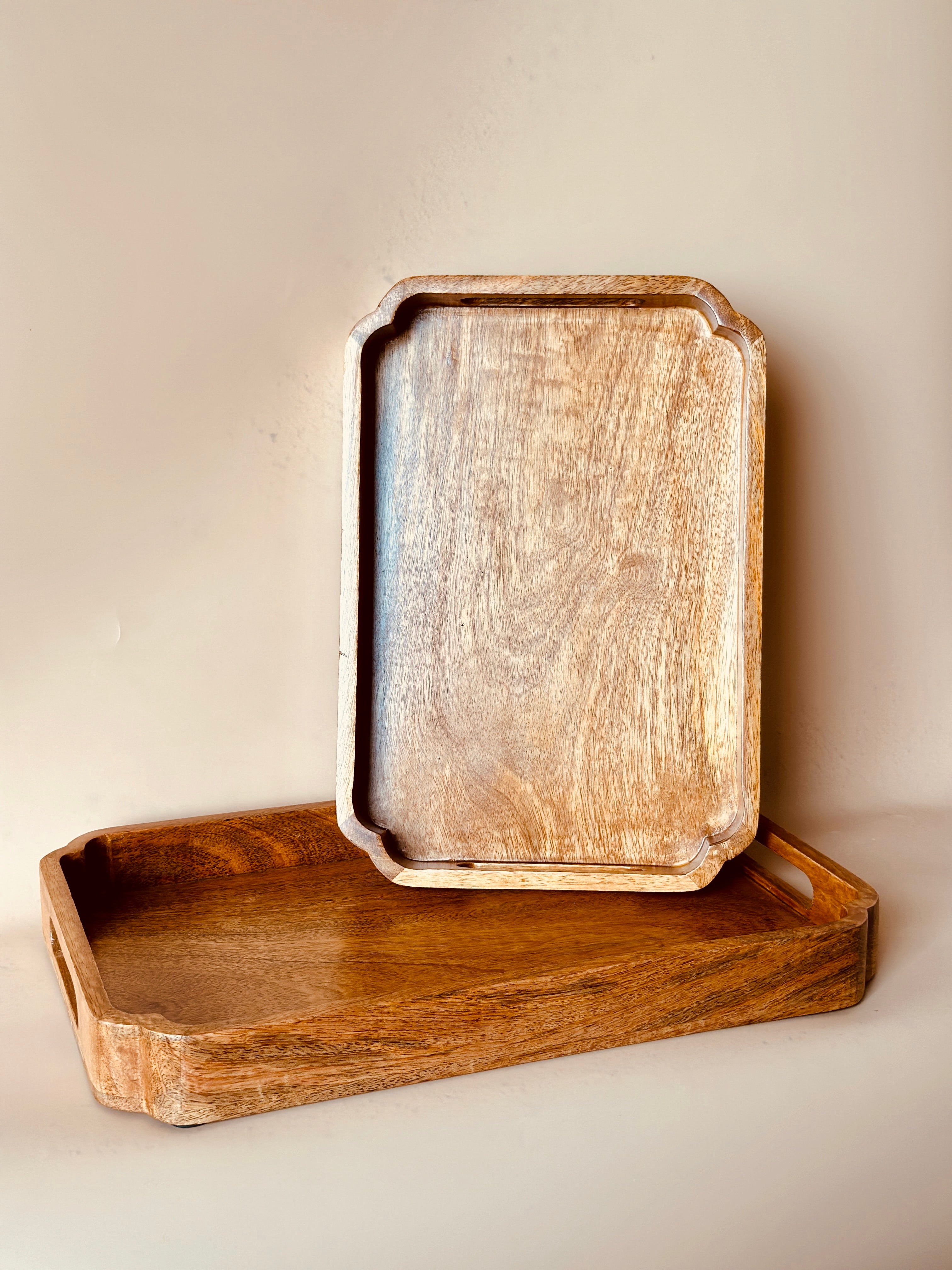 Mango Wood Rectangle Tray Set of 2