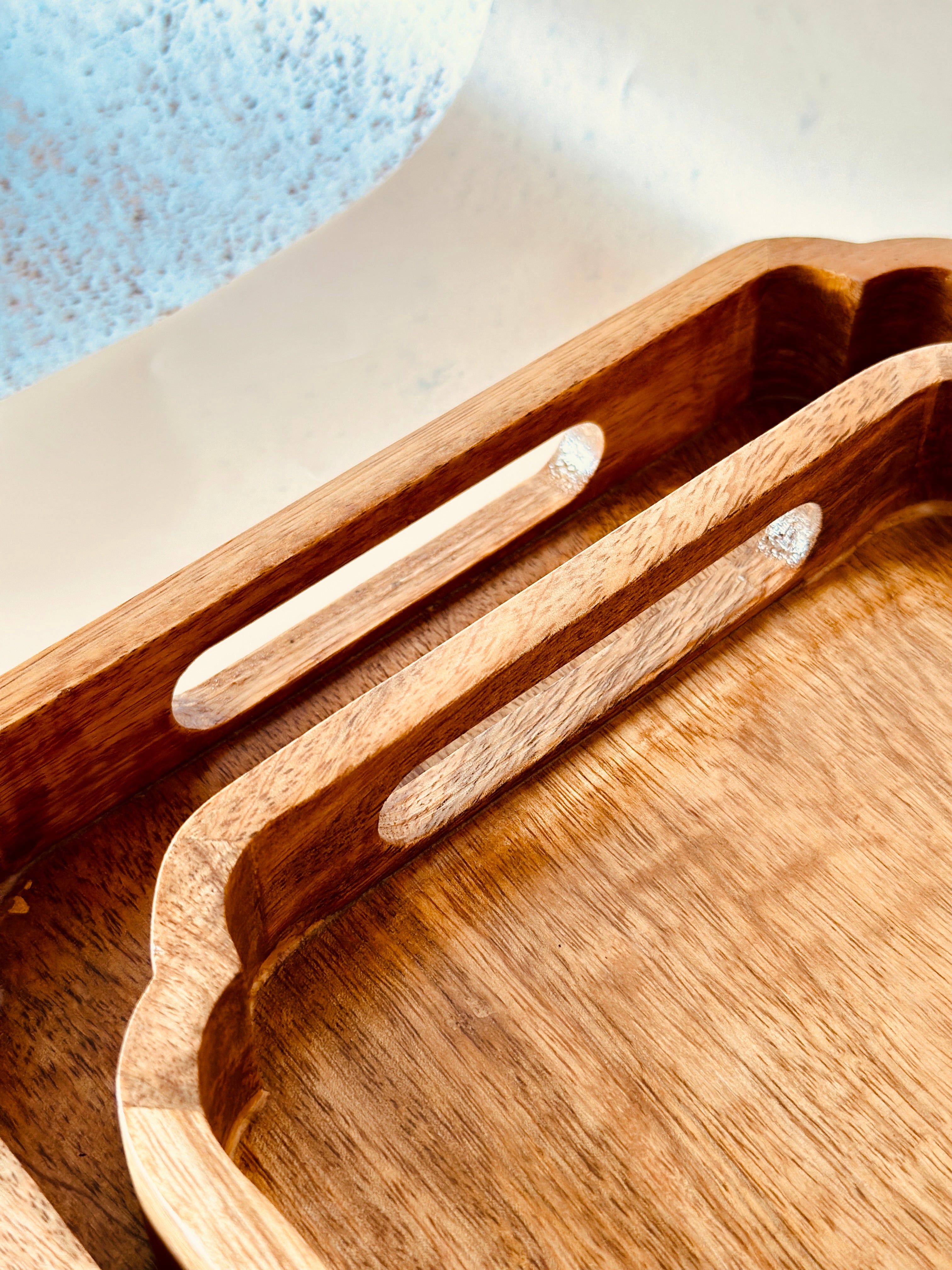 Mango Wood Rectangle Tray Set of 2