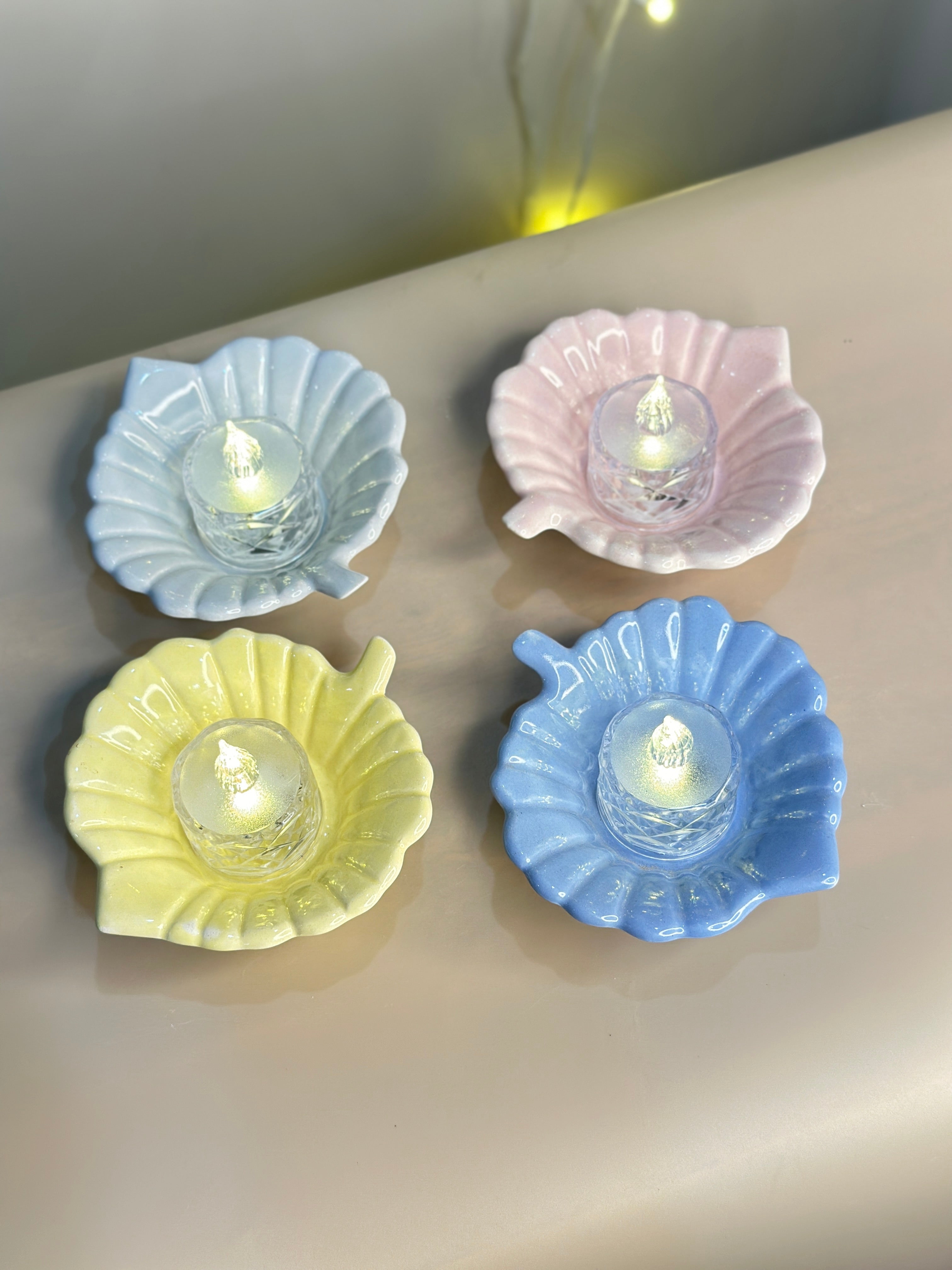 Pastel Ceramic Diya's Set of 4