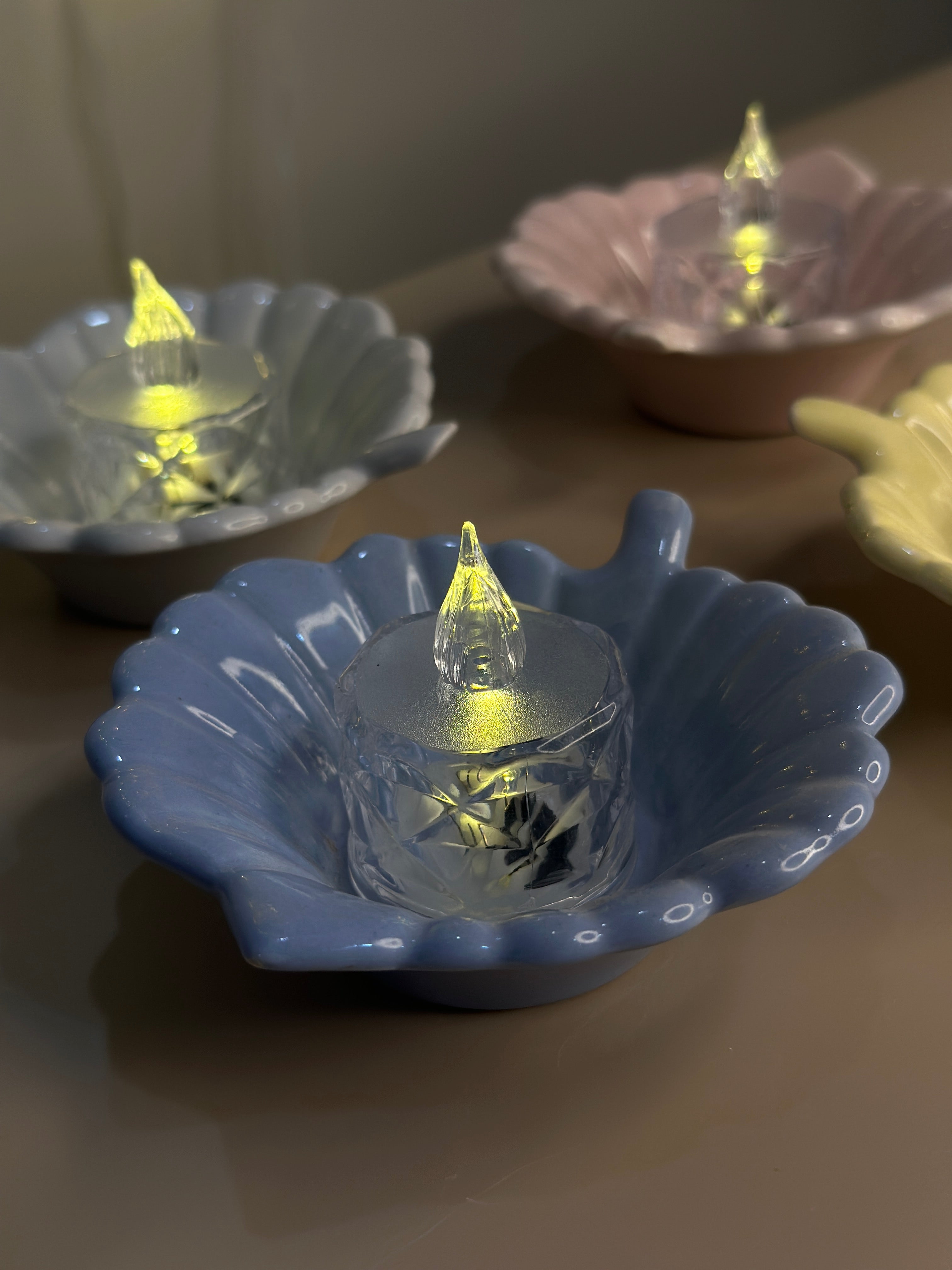 Pastel Ceramic Diya's Set of 4