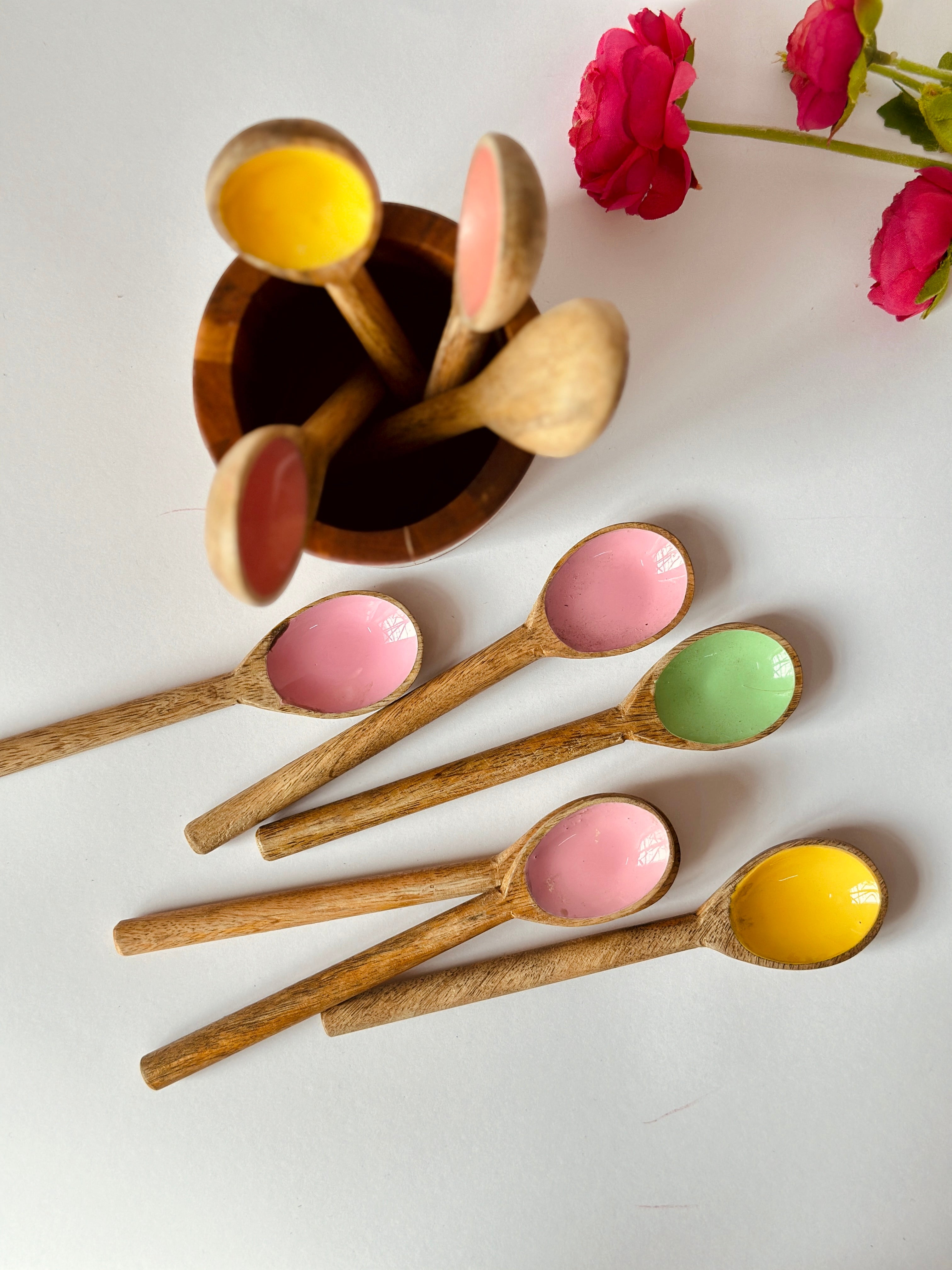 Candy Multicoloured Enamel Wooden Spoons Set of 10