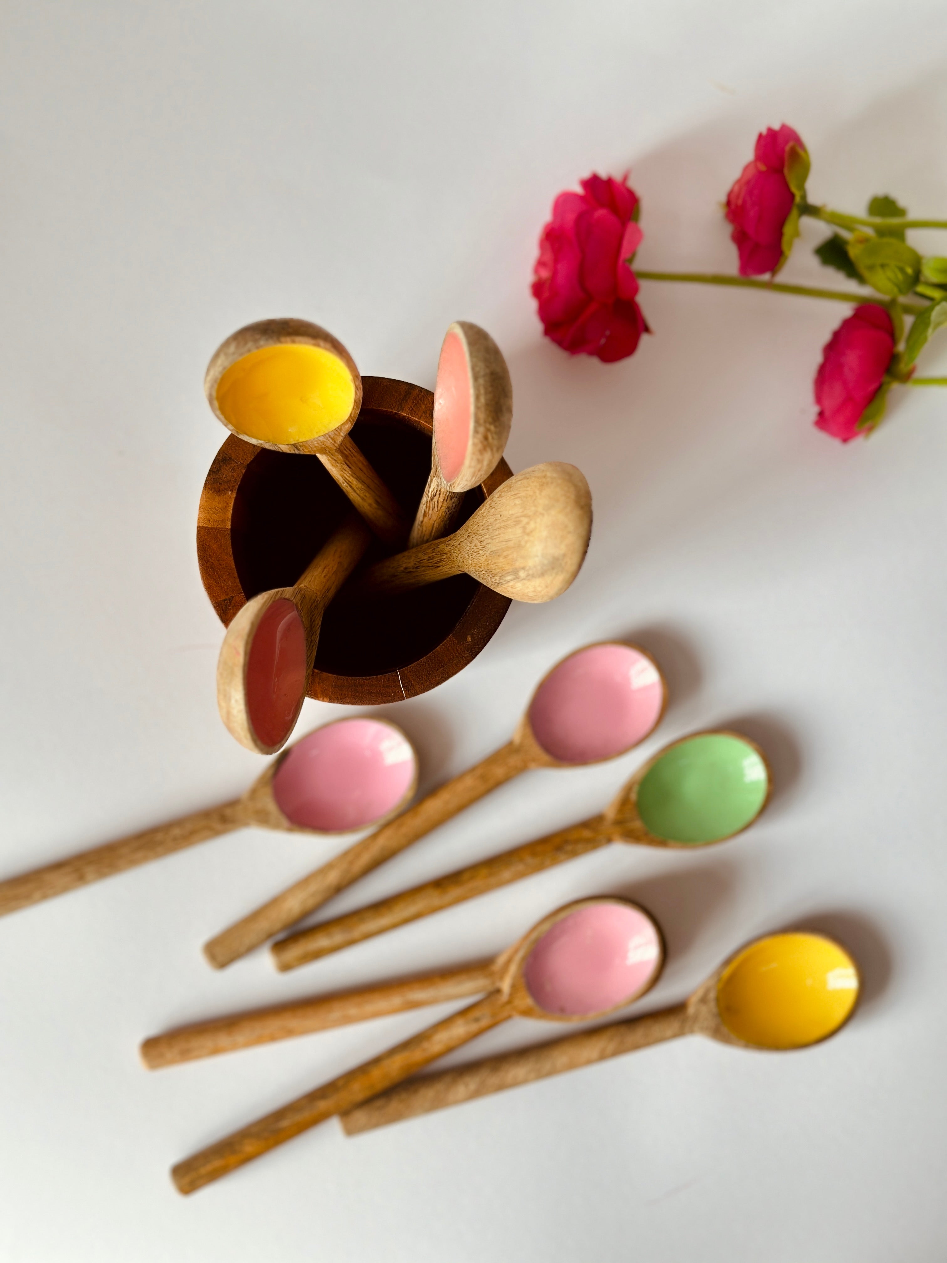 Candy Multicoloured Enamel Wooden Spoons Set of 10