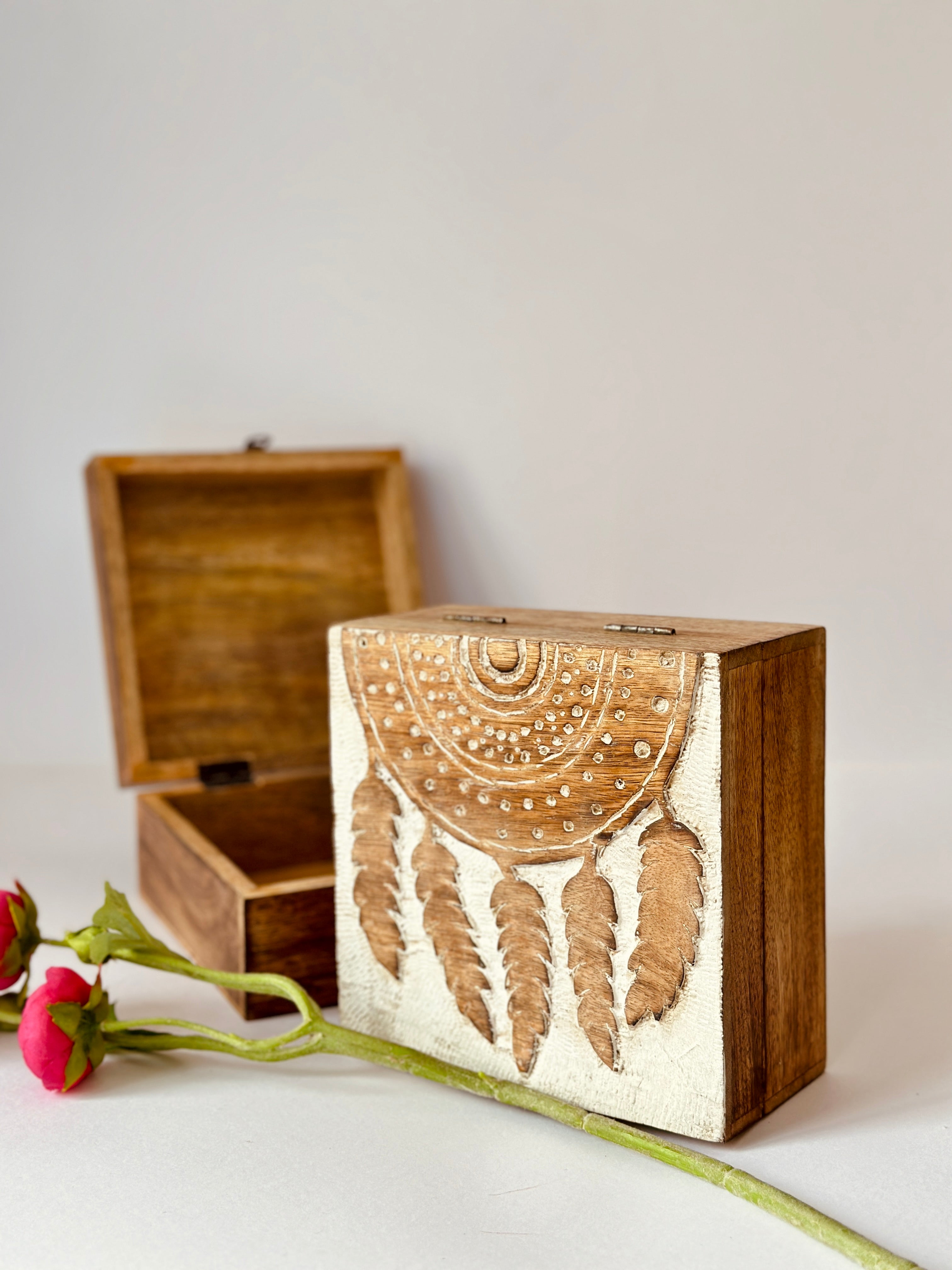 Dream Catcher Wooden Trinket Box Set of 2