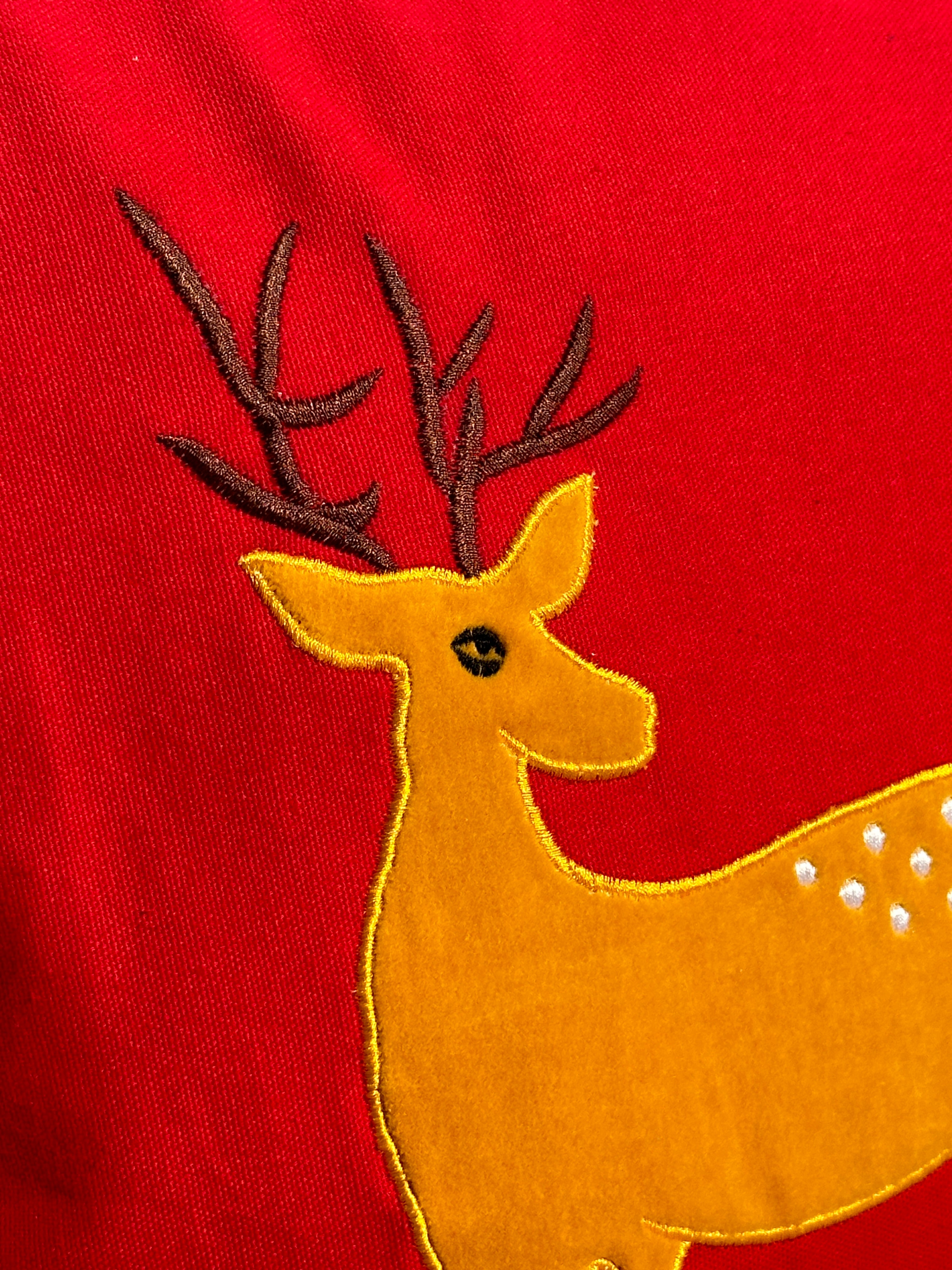 Reindeer Velvet Embroidered Cushion Cover - 16 x 16"