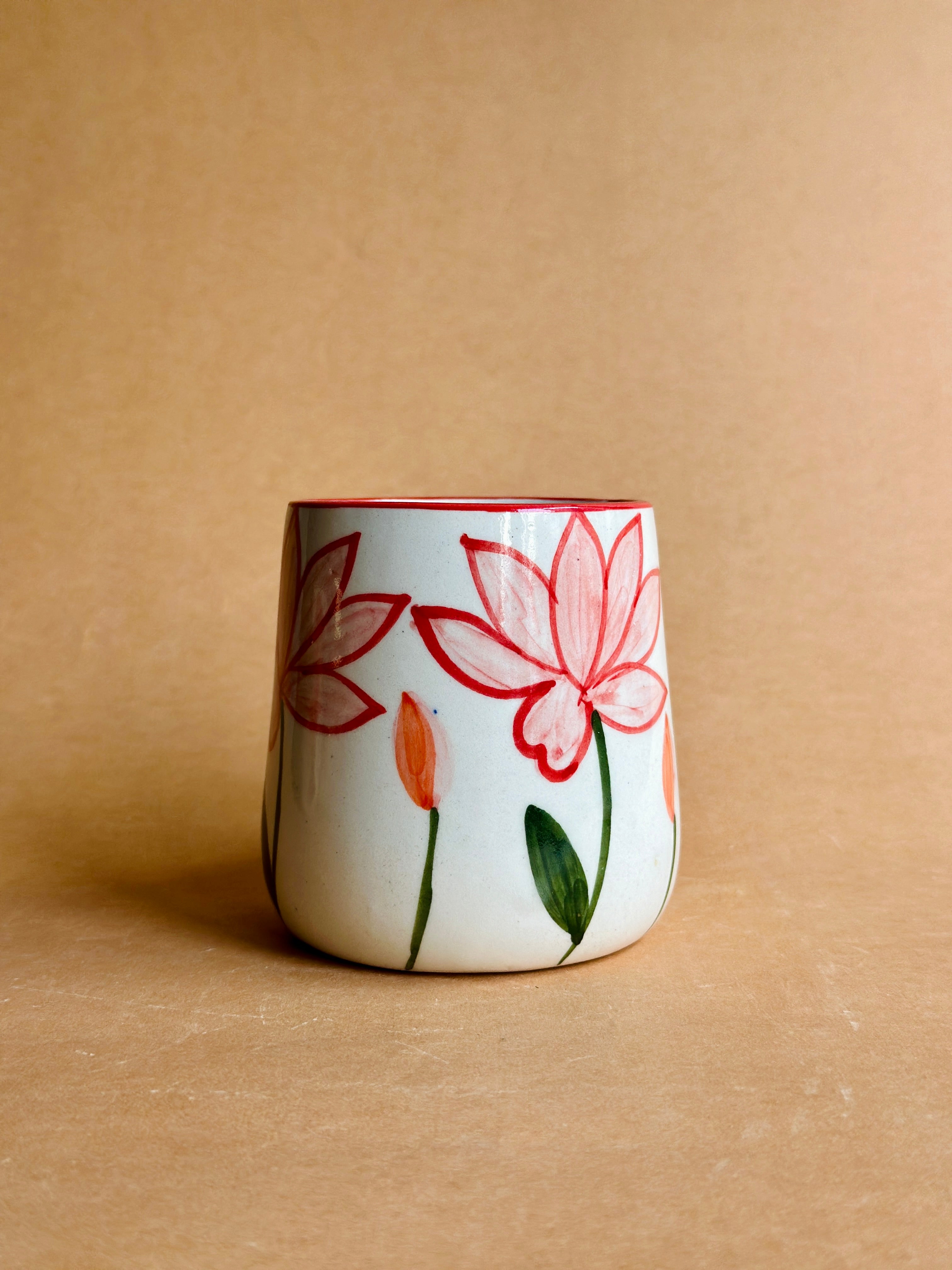 Lotus Handpainted Ceramic Coffee Mug (300 ml)