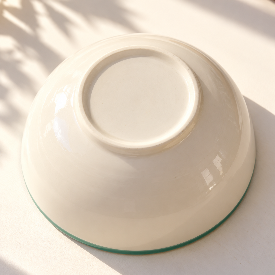 Lucky Lotus Handpainted Ceramic Bowl - Large (Pink & Green )