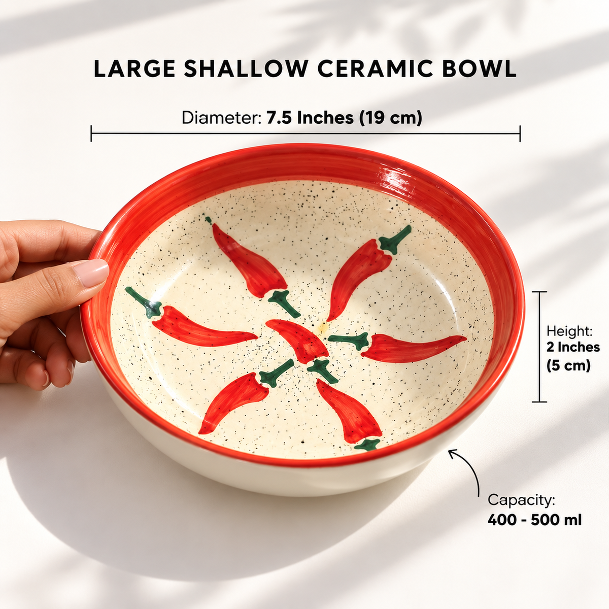 Keep It Spicy Ceramic Shallow Bowl - Large (7.5 x 2 Inches)