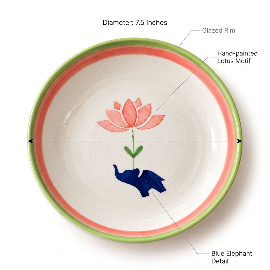 Lucky Lotus Handpainted Ceramic Plate (7.5 inches)
