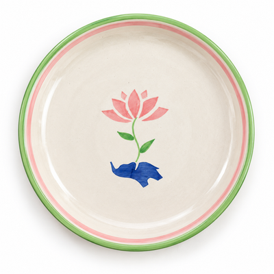 Lucky Lotus Handpainted Ceramic Plates (8 Inches)