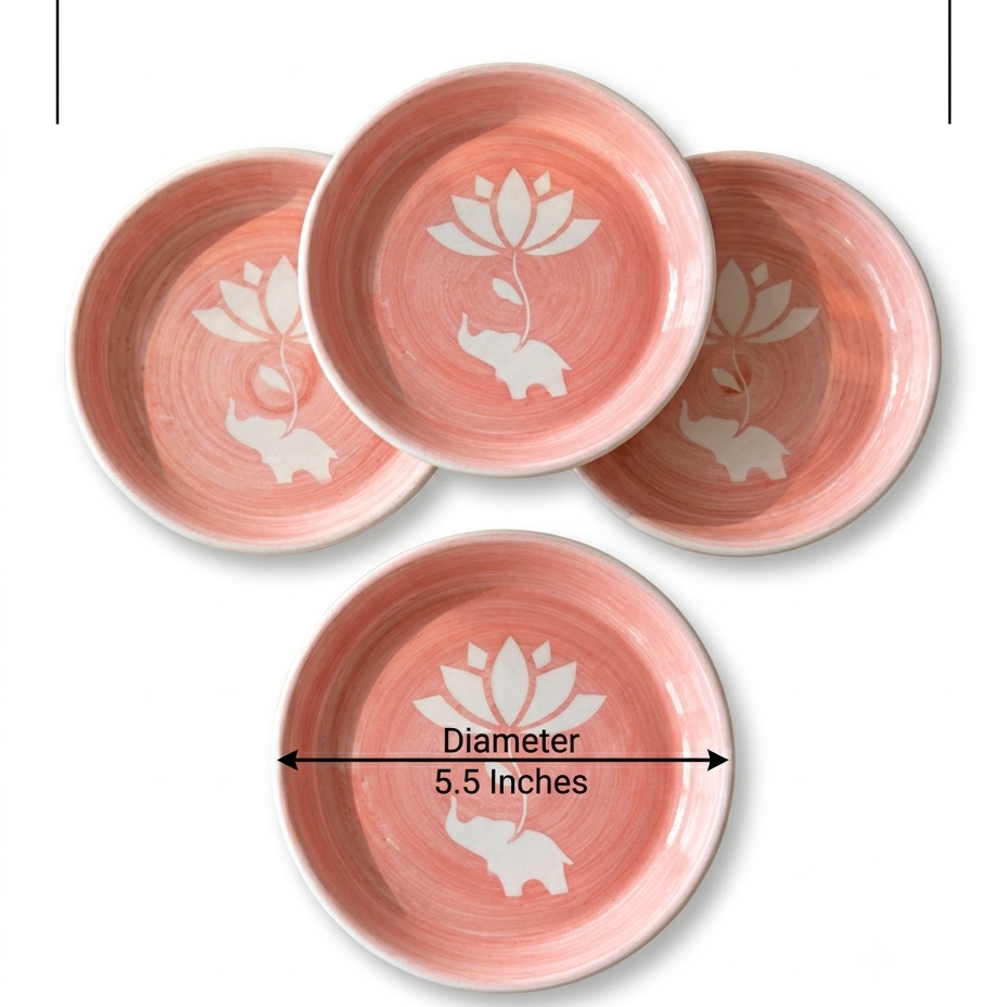 Lucky Lotus Handpainted Ceramic Tapas Set of 4