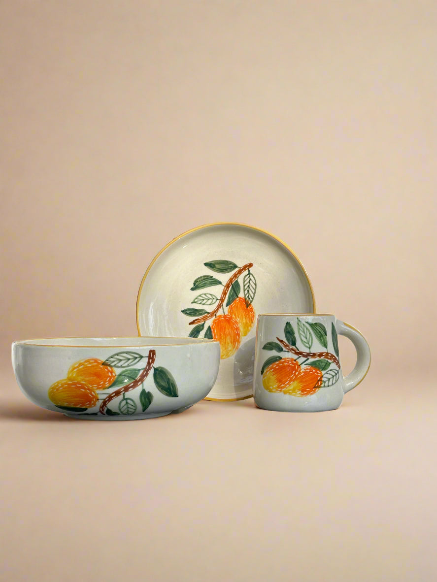 Mango Mehfil Handpainted Ceramic Breakfast Set