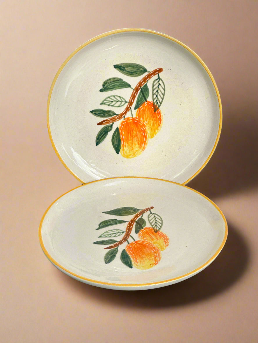 Mango Mehfil Handpainted Ceramic Plate Sets 
