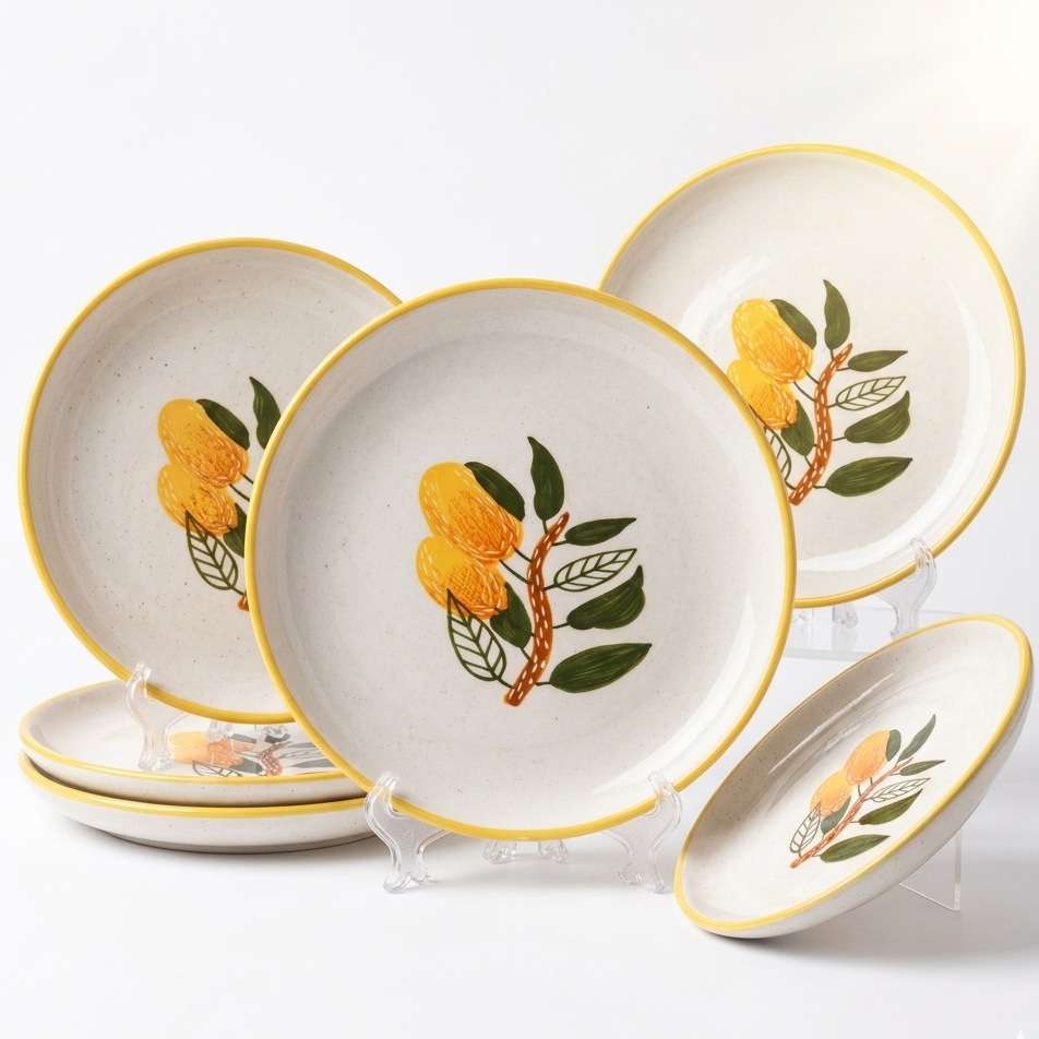 Mango Mehfil Handpainted Ceramic Plate Sets (7.5 inches)