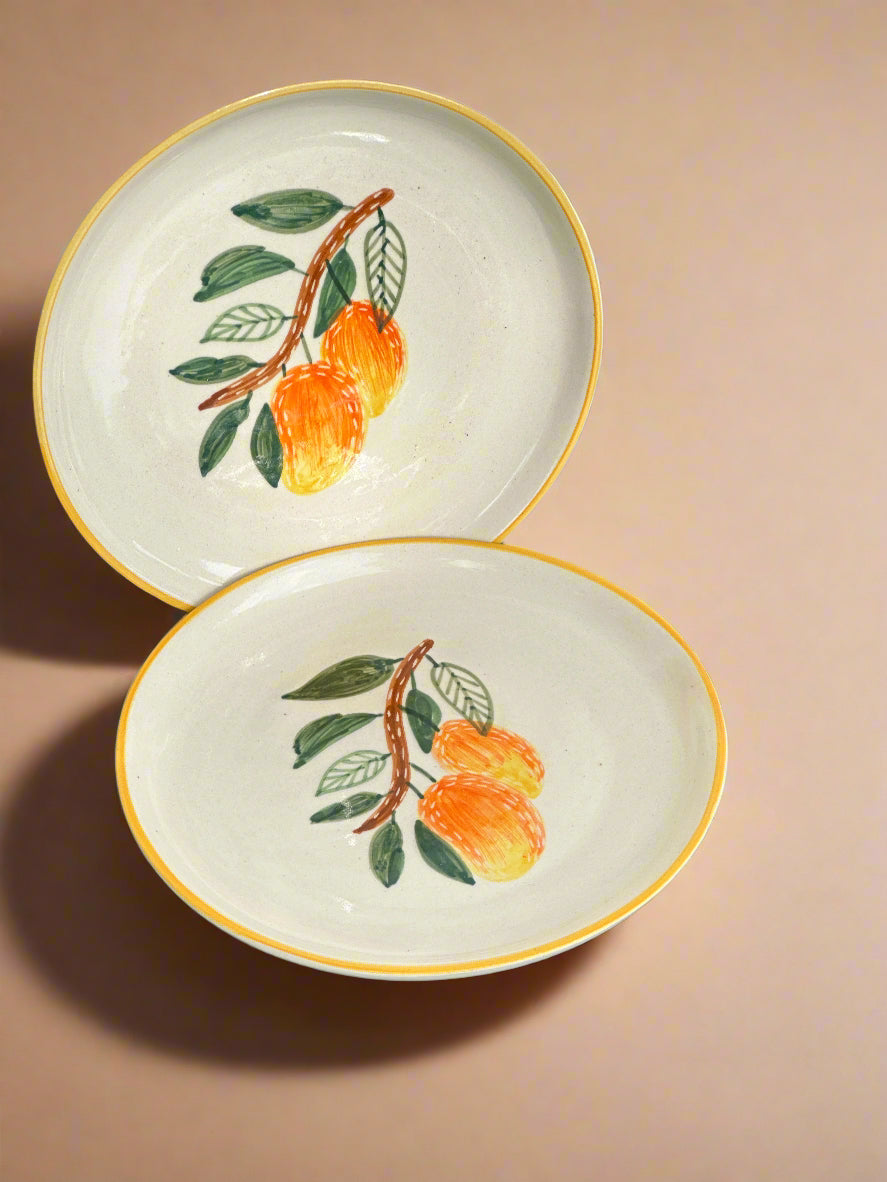 Mango Mehfil Handpainted Ceramic Plate Sets (7inches)
