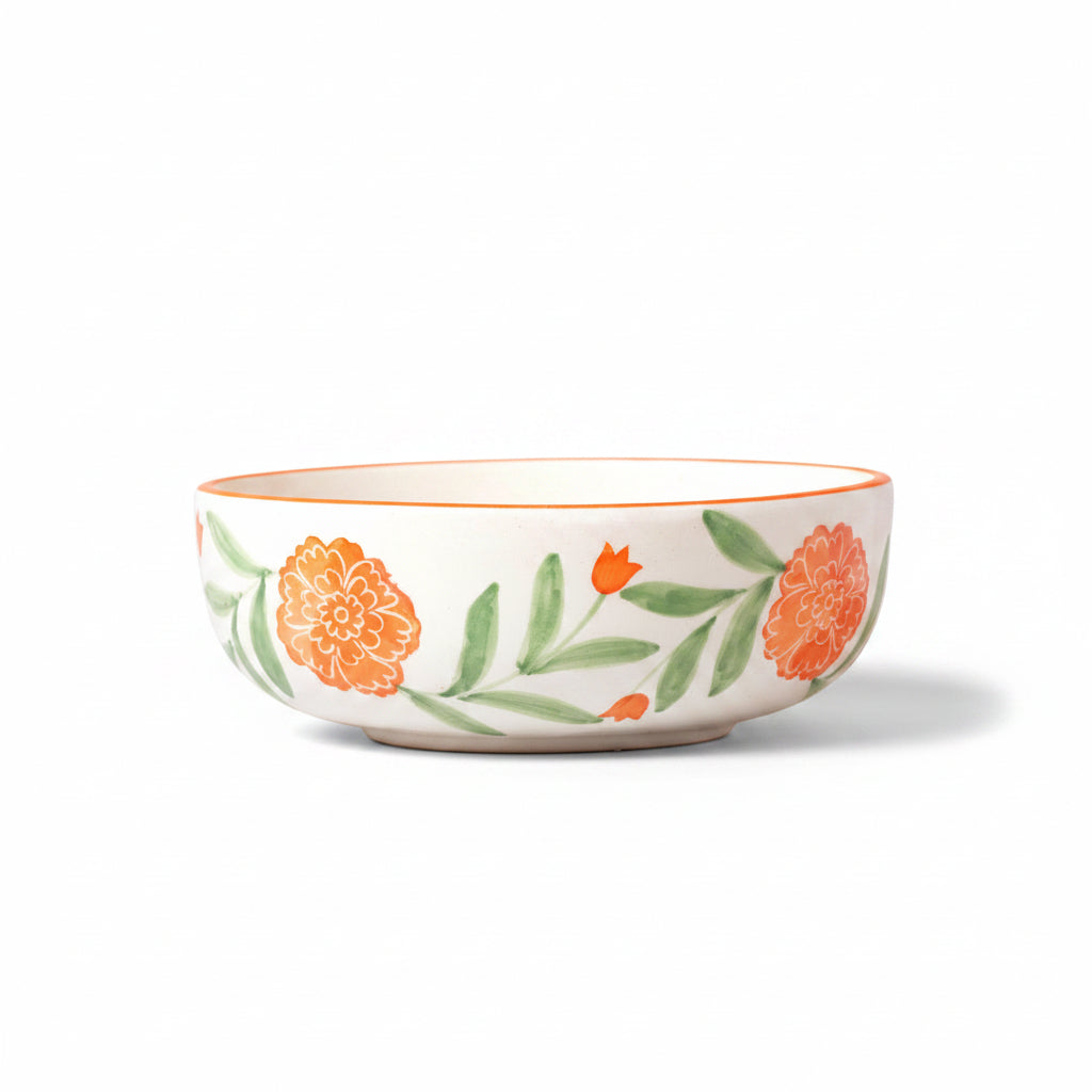 Marigold Mandi Handpainted Ceramic Breakfast Set of 4