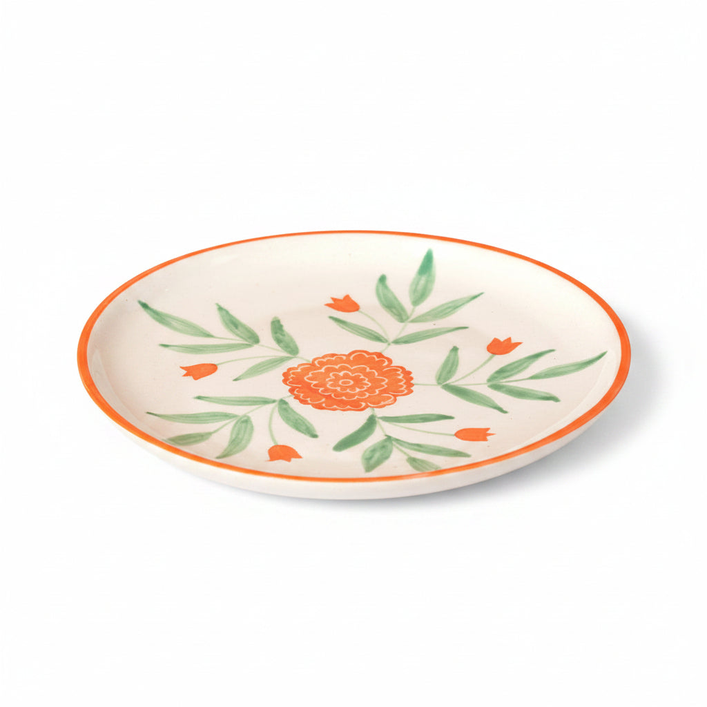 Decorative plate with floral design on a beige background