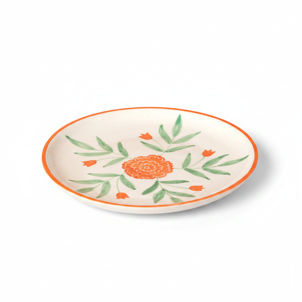 Marigold Mandi Handpainted Ceramic Breakfast Set of 4