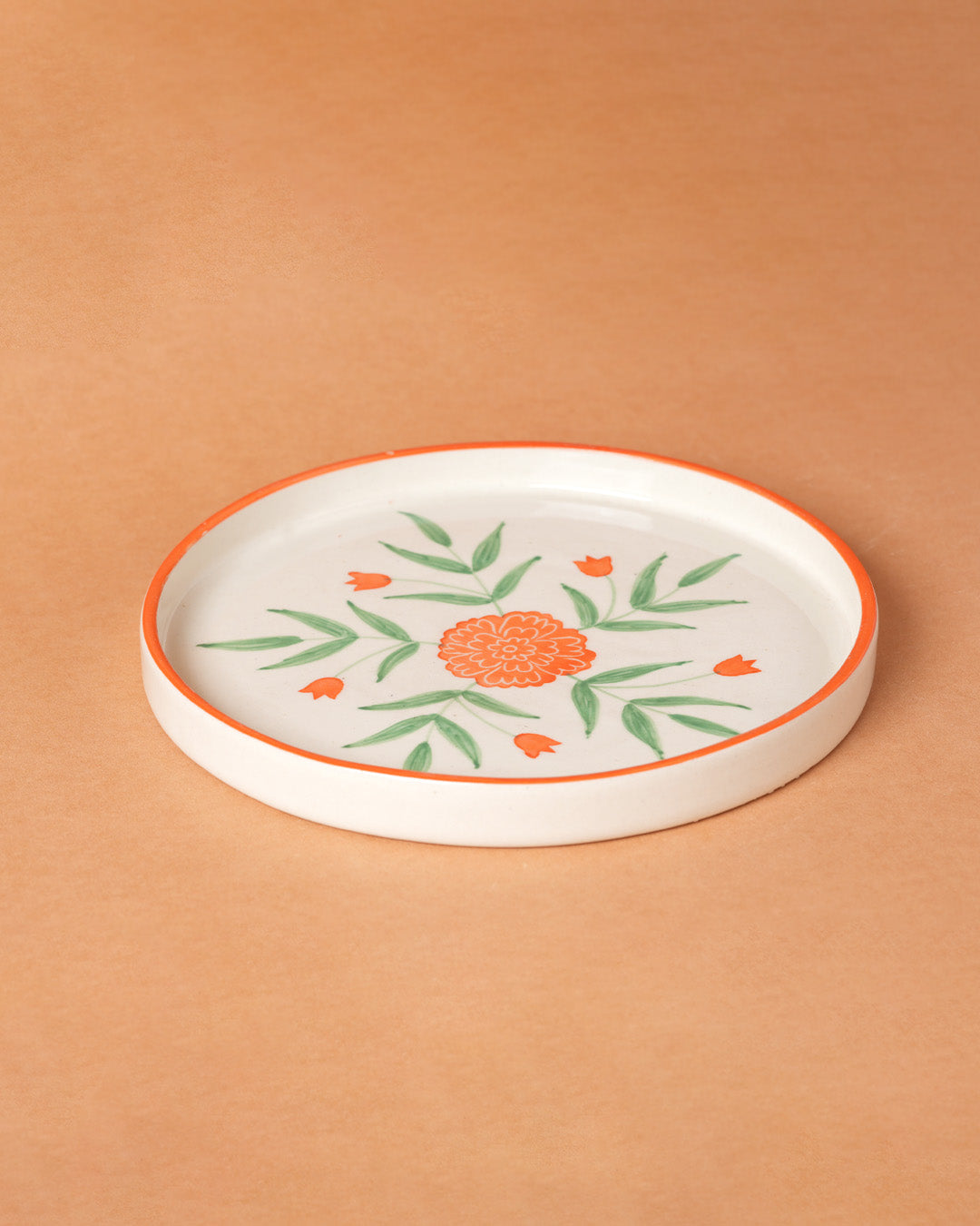 Marigold Mandi Handpainted Ceramic Snack Plate (8 inches)