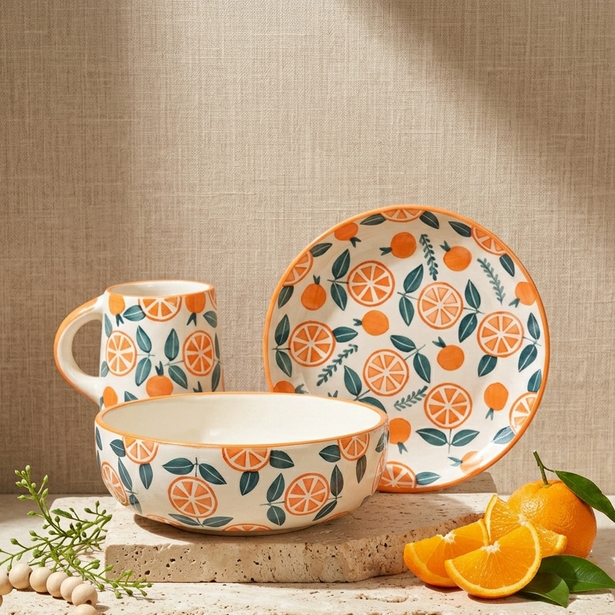 Narangi Orange Breakfast Set of 3