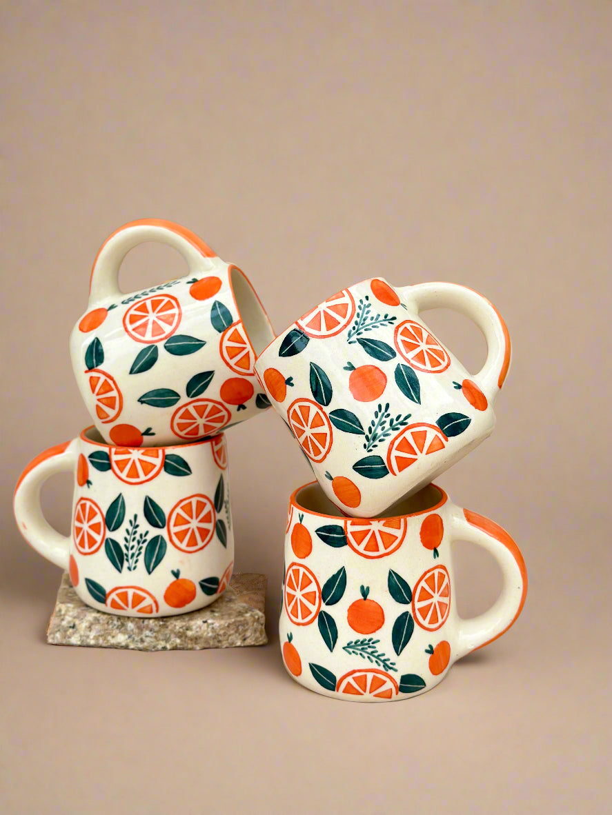 Narangi Orange Ceramic Mug of 4