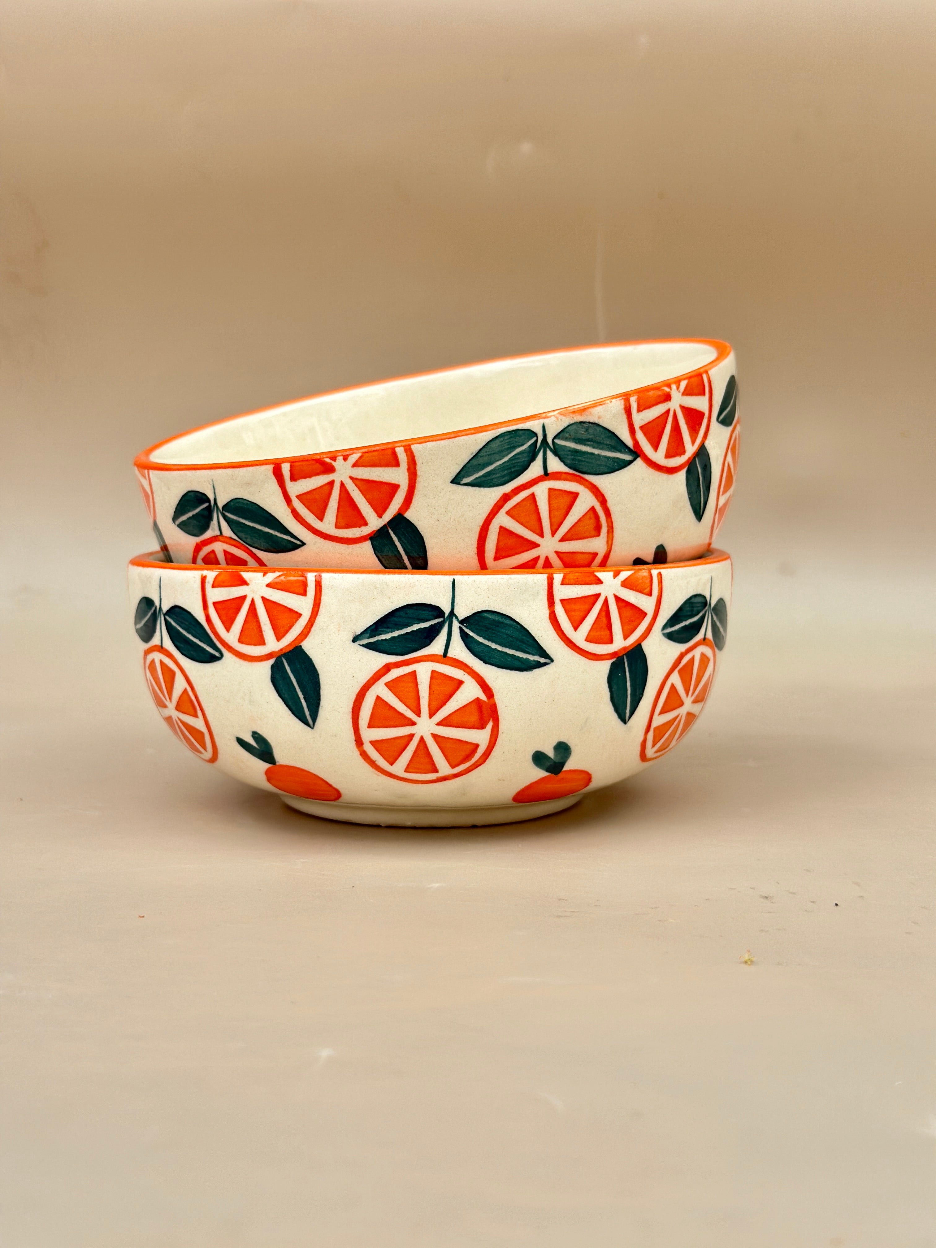 Narangi Orange Ceramic Small Bowls Sets