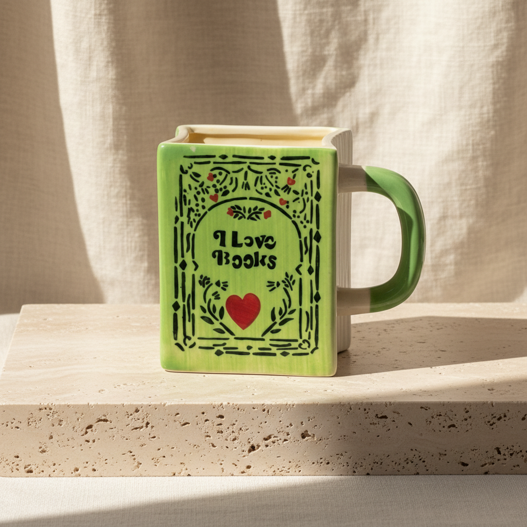 Nostalgic Book Bound Ceramic Coffee Mug (Green )