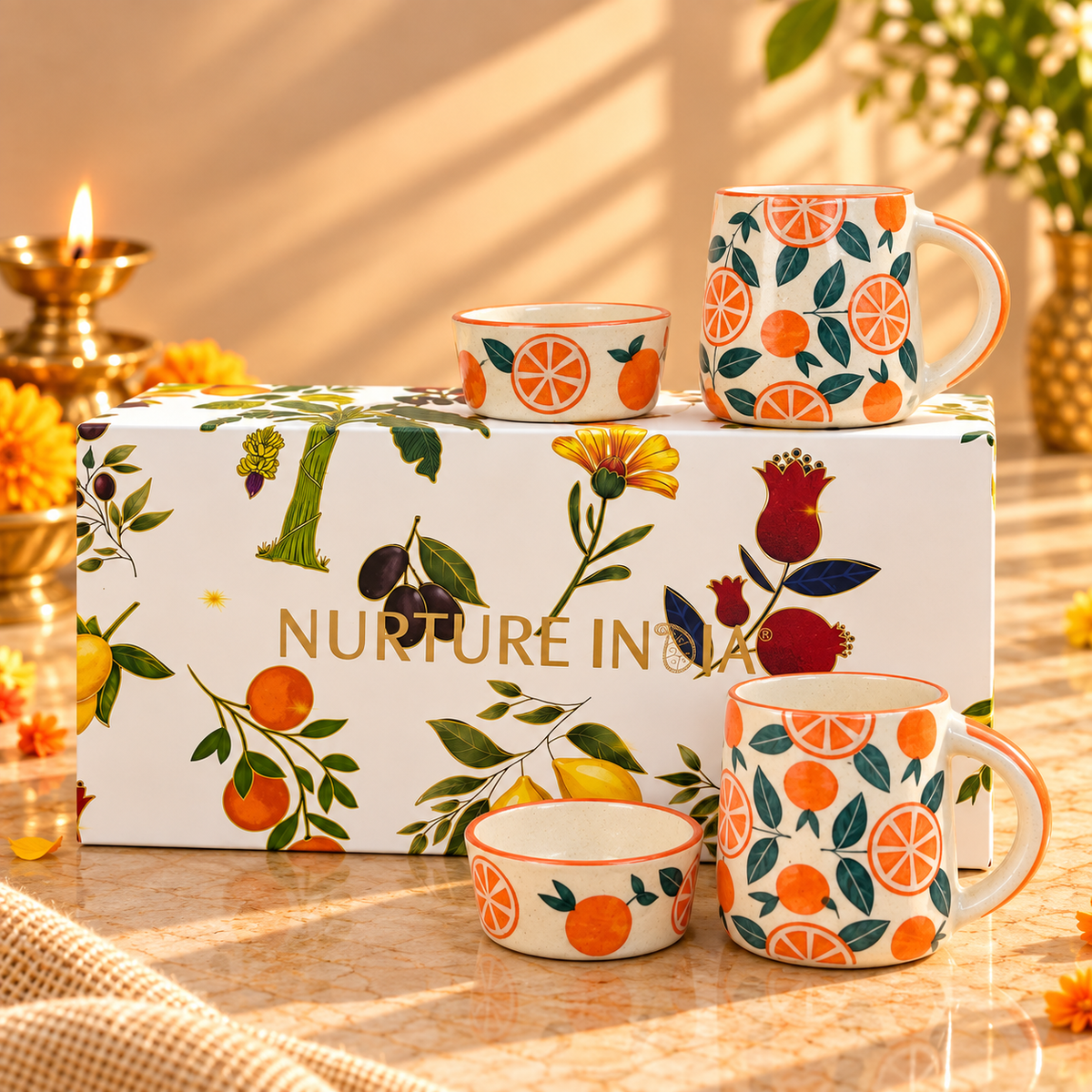 2 pcs Ramekin & 2 pcs Mugs Set - Gift Box