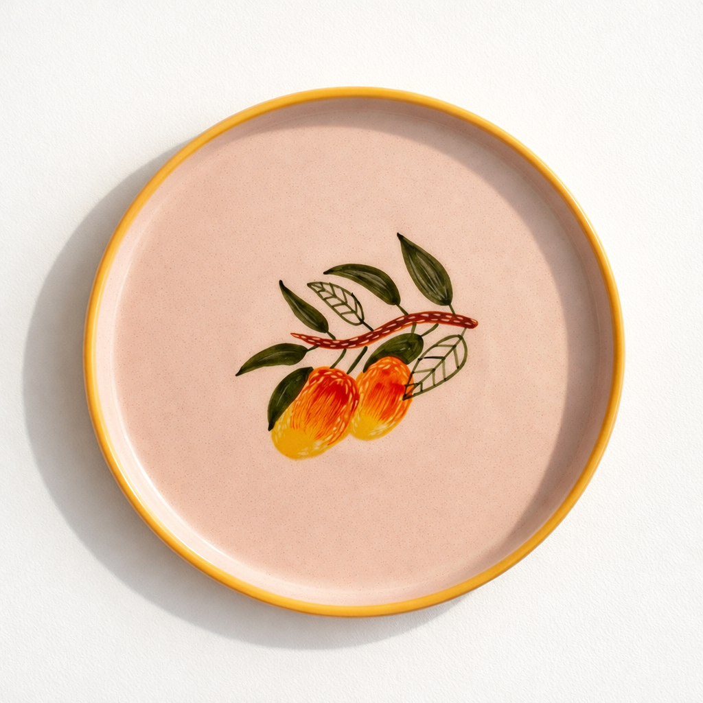 Mango Mehfil Handpainted Ceramic Snack Plate (8 inches)