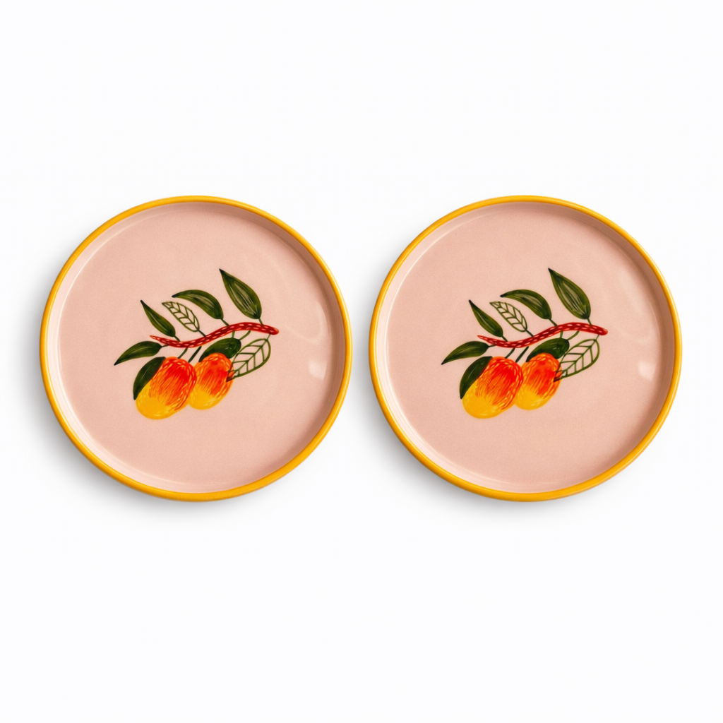 Mango Mehfil Handpainted Ceramic Snack Plate (8 inches)