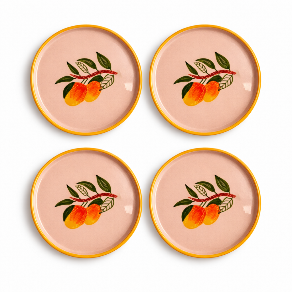 Mango Mehfil Handpainted Ceramic Snack Plate (8 inches)