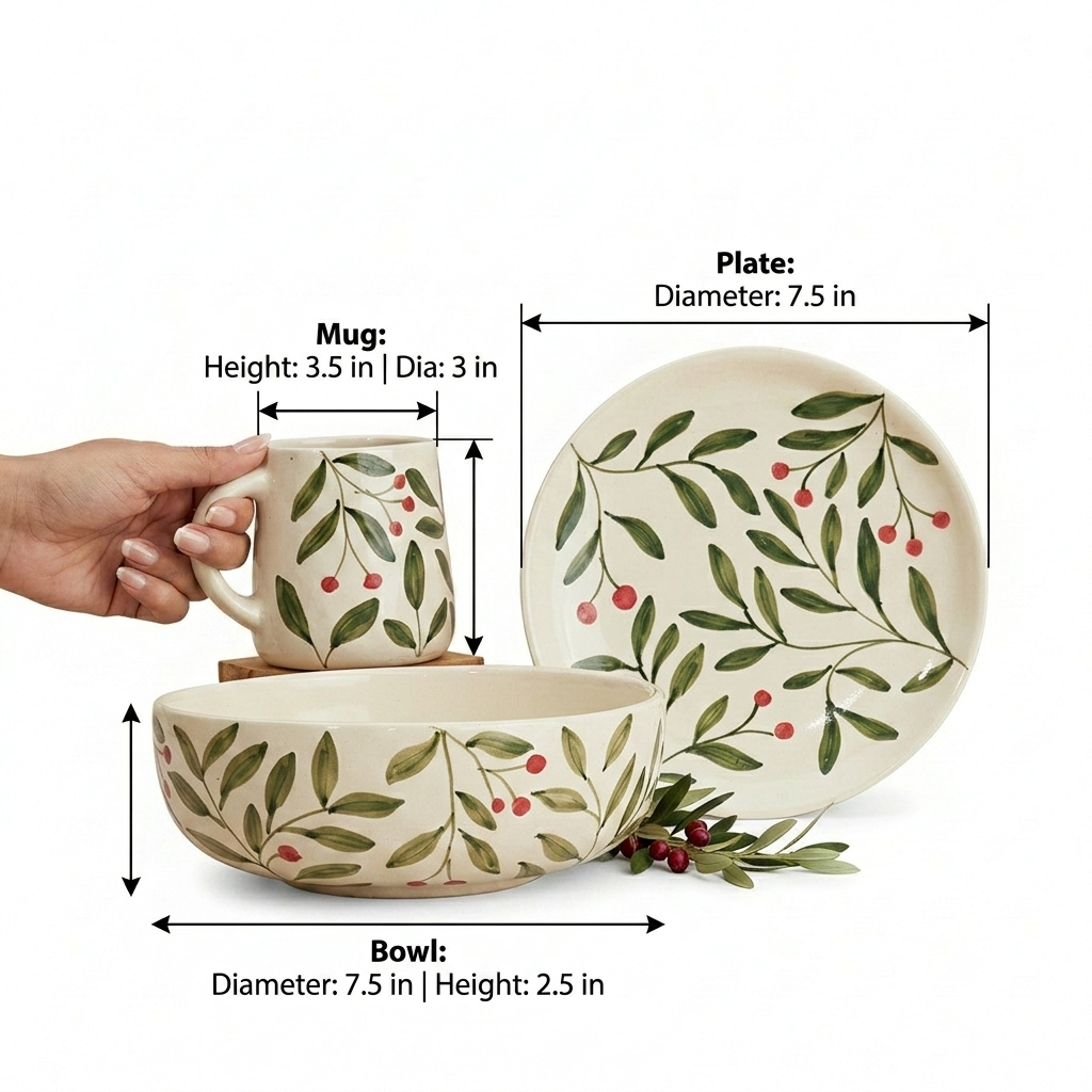 Olive Leaf Breakfast Set of 3