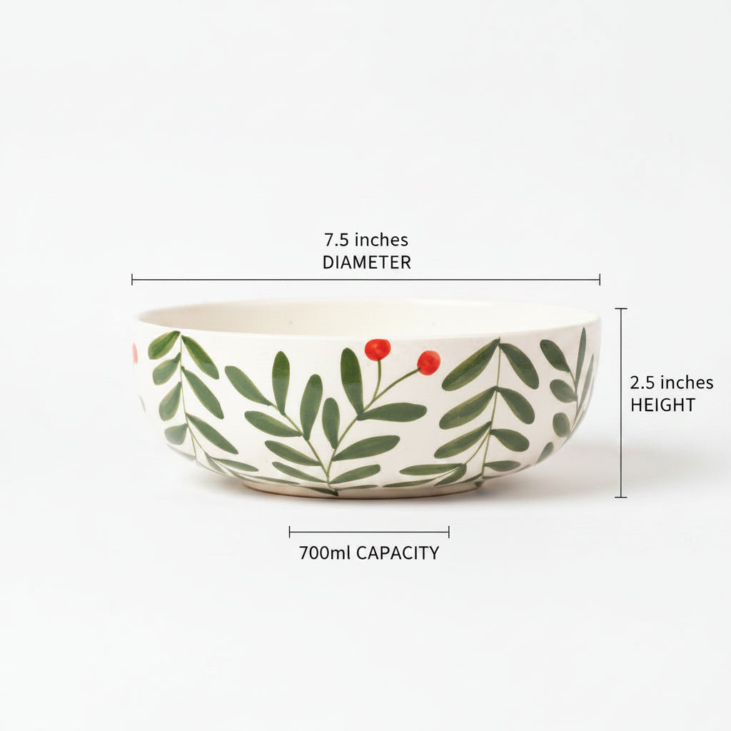 Olive Leaf Ceramic Bowl - Large
