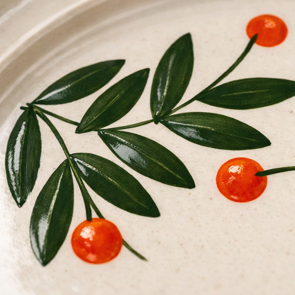Olive Leaf Ceramic Plates ( 8 Inches )
