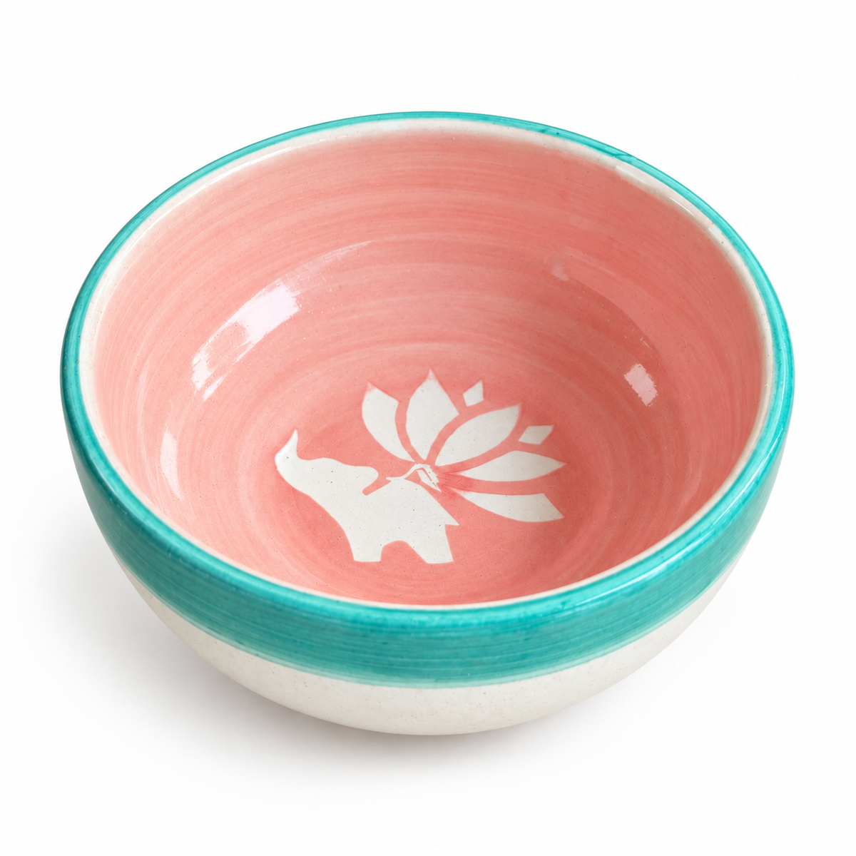 Lucky Lotus Handpainted Ceramic Small Bowl (Pink)