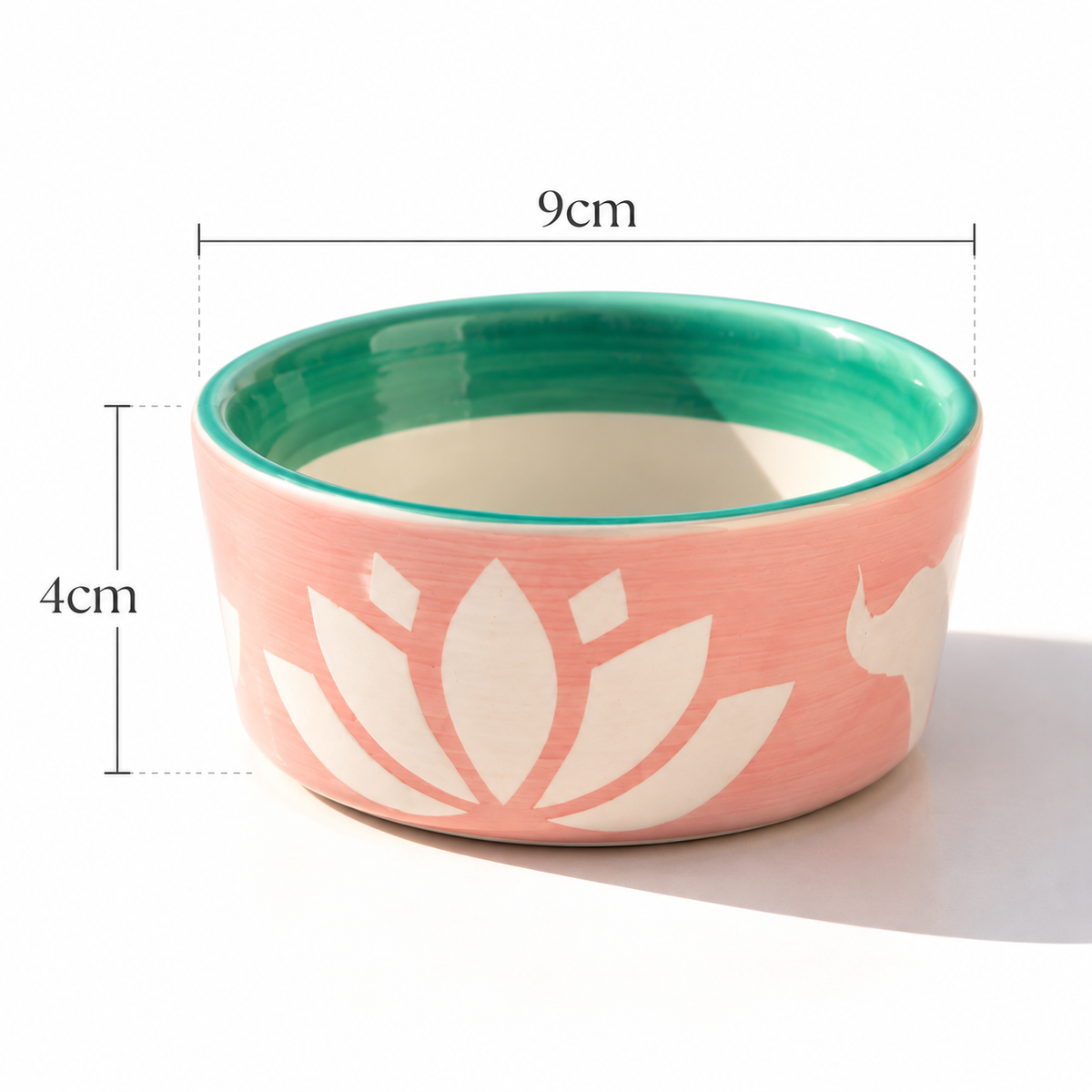 Lucky Lotus Handpainted Ceramic Ramekin Bowls Set of 4 - Pink