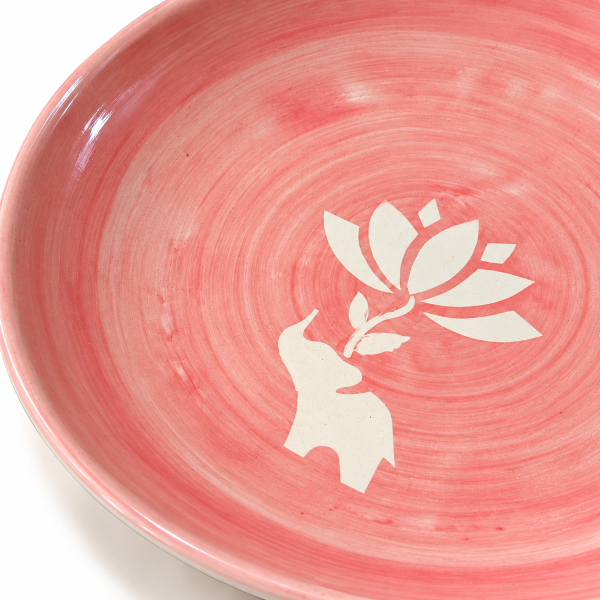 Lucky Lotus Handpainted Ceramic Plate (7.5 inches) - Pink