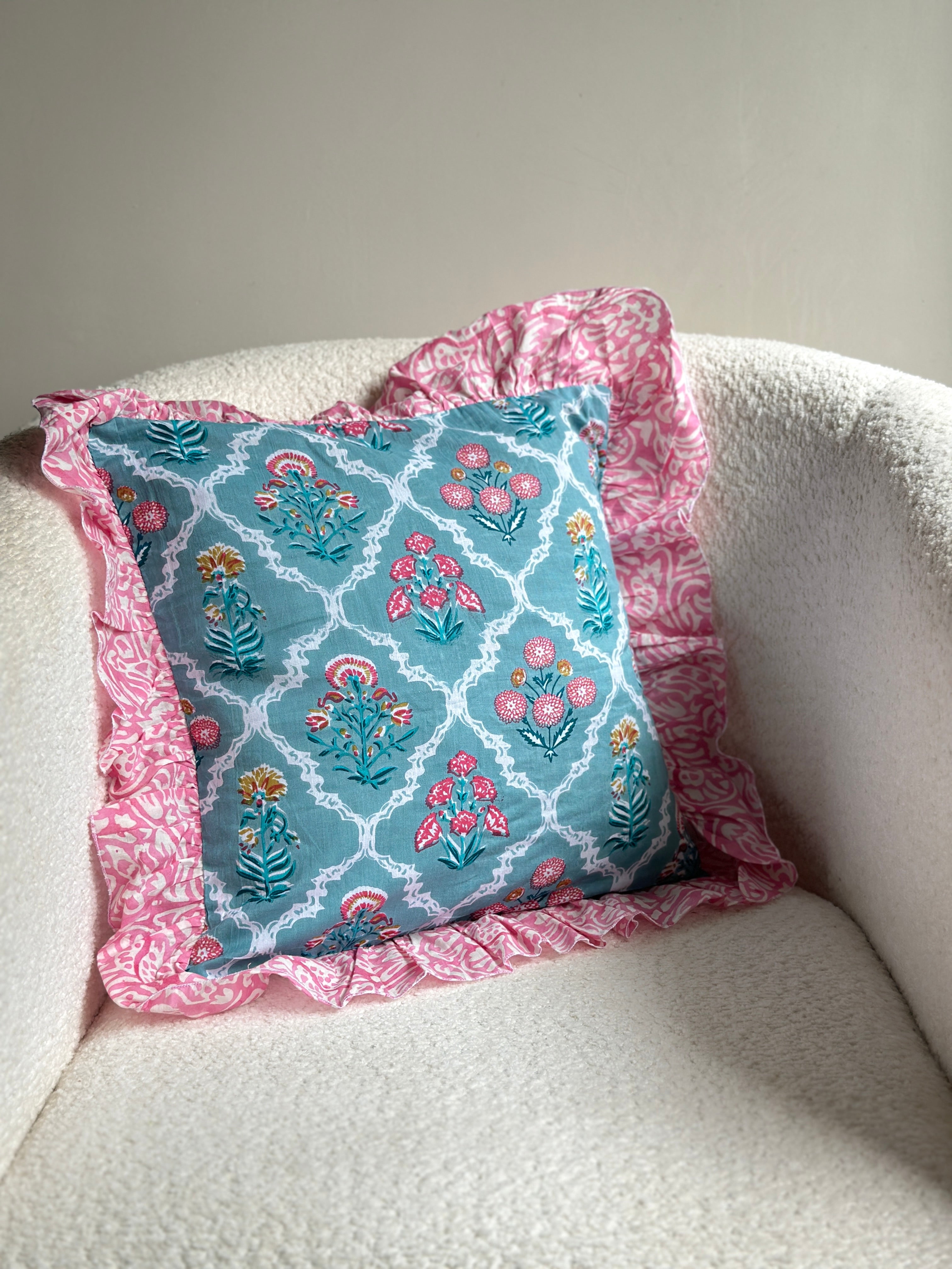 Pink & Purple Floral Cushion Cover Nurture India  