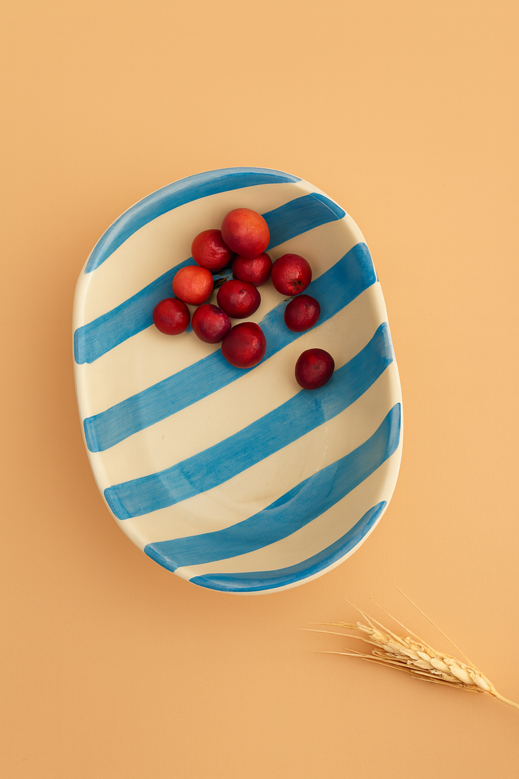 Sky Blue Stripe Ceramic (Combo Bowl and Cup )