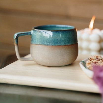 Handthrown Emerald Sandstone Coffee Cup