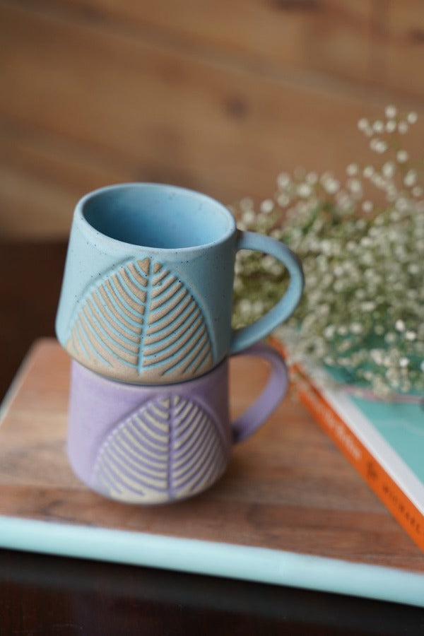 Sea Blue Leafy Coffee Mug
