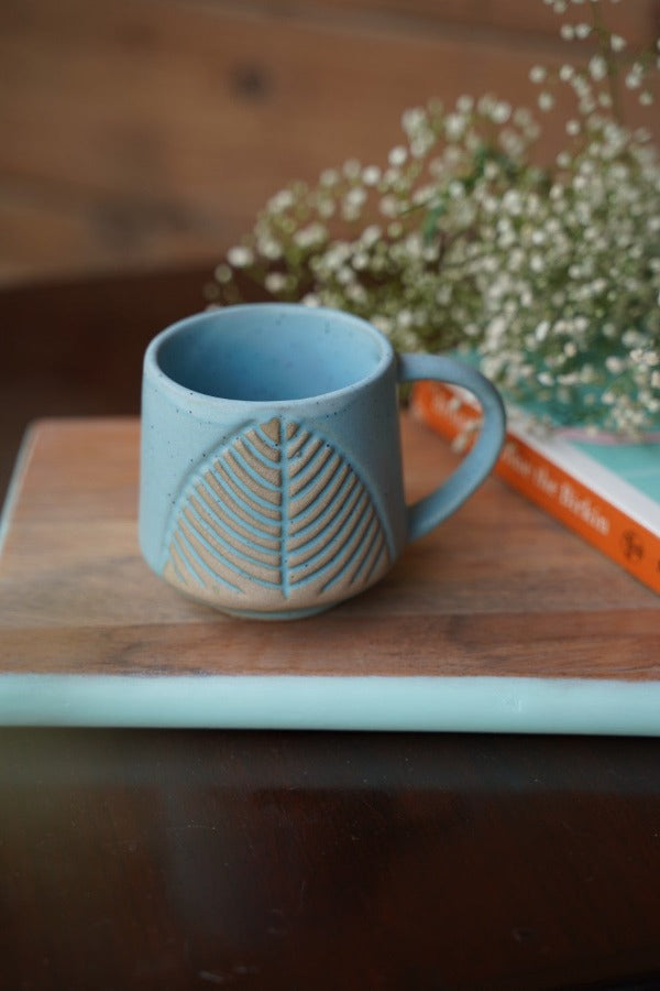Sea Blue Leafy Coffee Mug