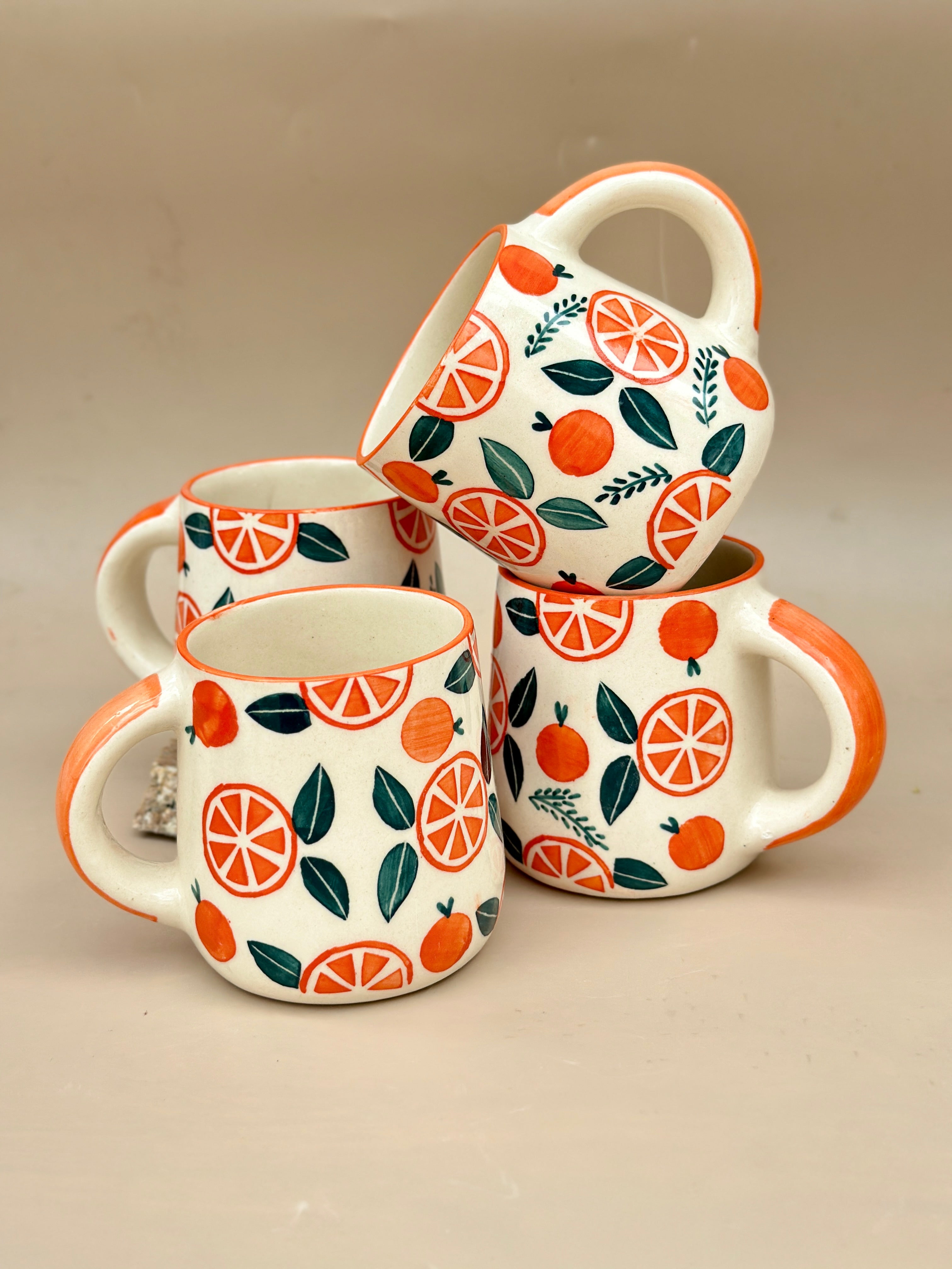 Set Narangi Orange Ceramic Mug of 4