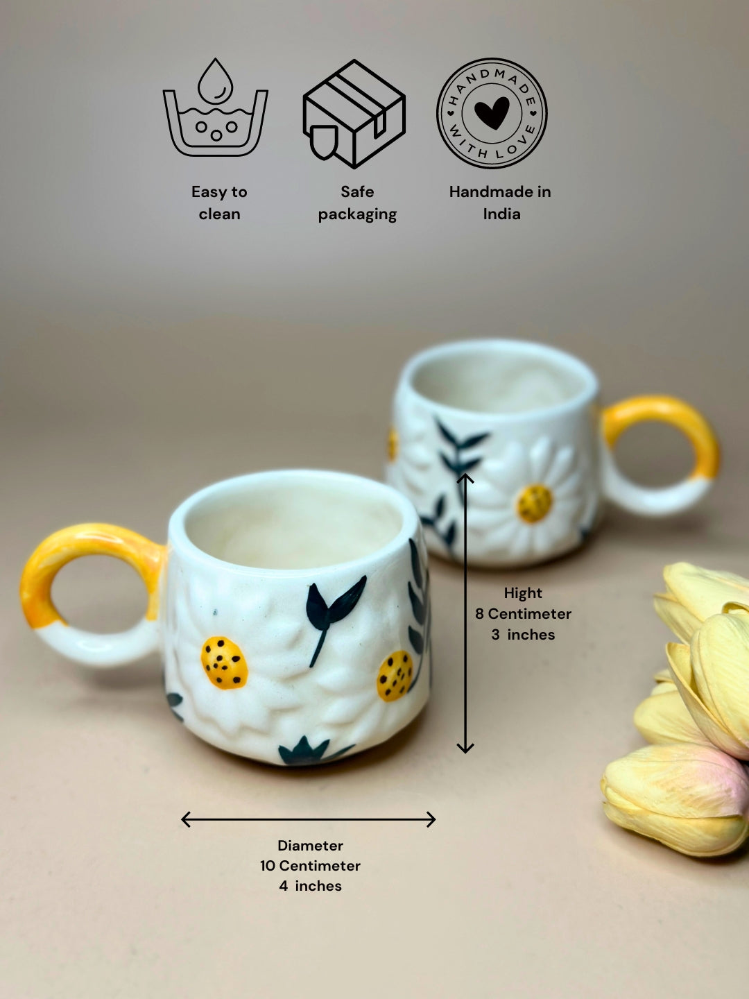 Sunflower Ceramic Cups Nurture India