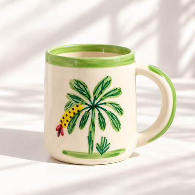 Banana Bloom Handpainted Ceramic Mug (250 ml)