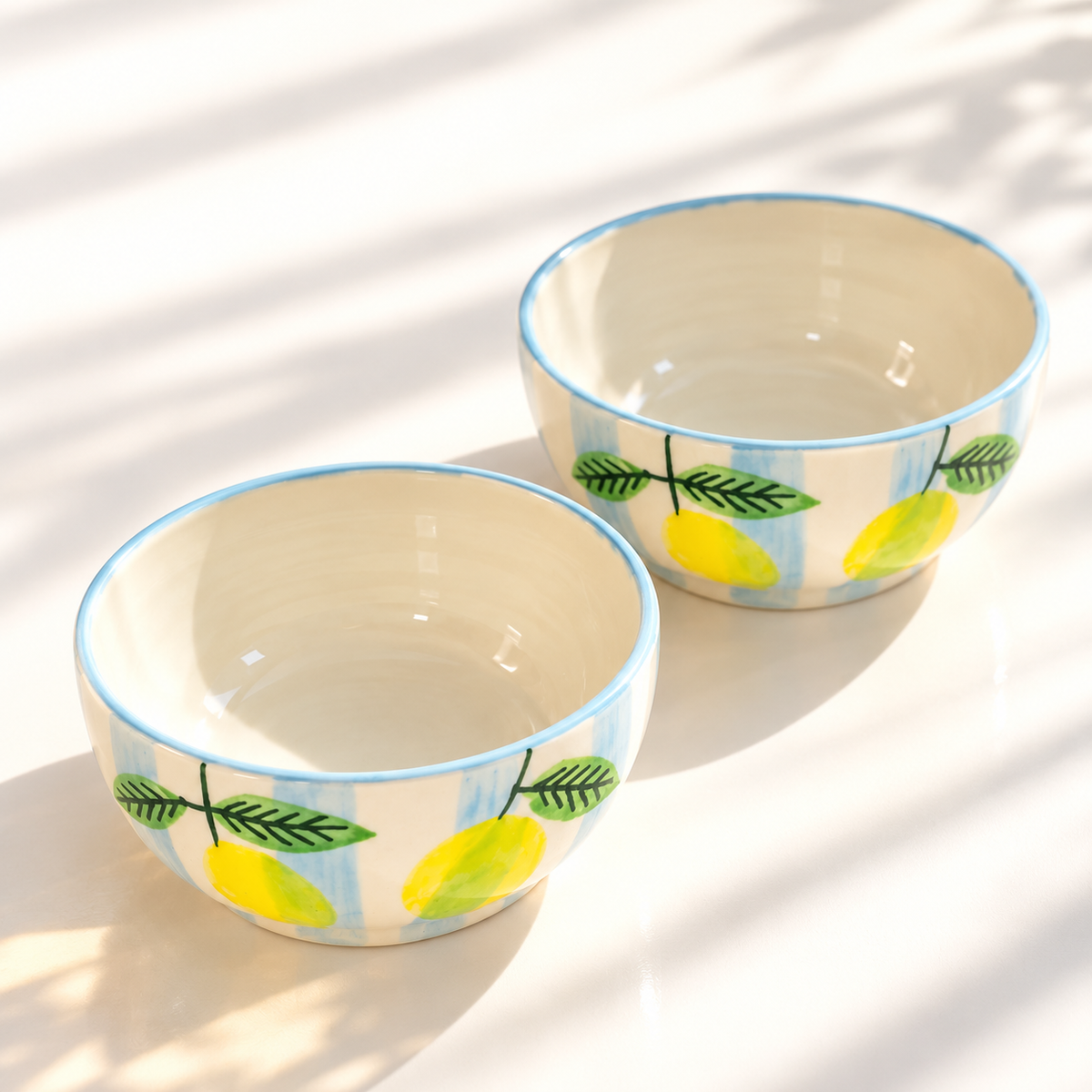 Lemon Stripe Elegance Ceramic Portion Bowl