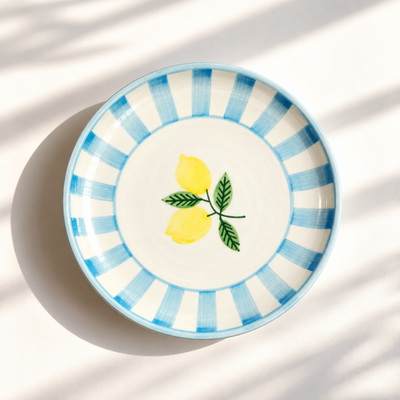 Lemon Stripe Elegance Ceramic Plate (7 inches)