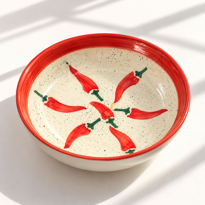 Keep It Spicy Ceramic Shallow Bowl - Large (7.5 x 2 Inches)